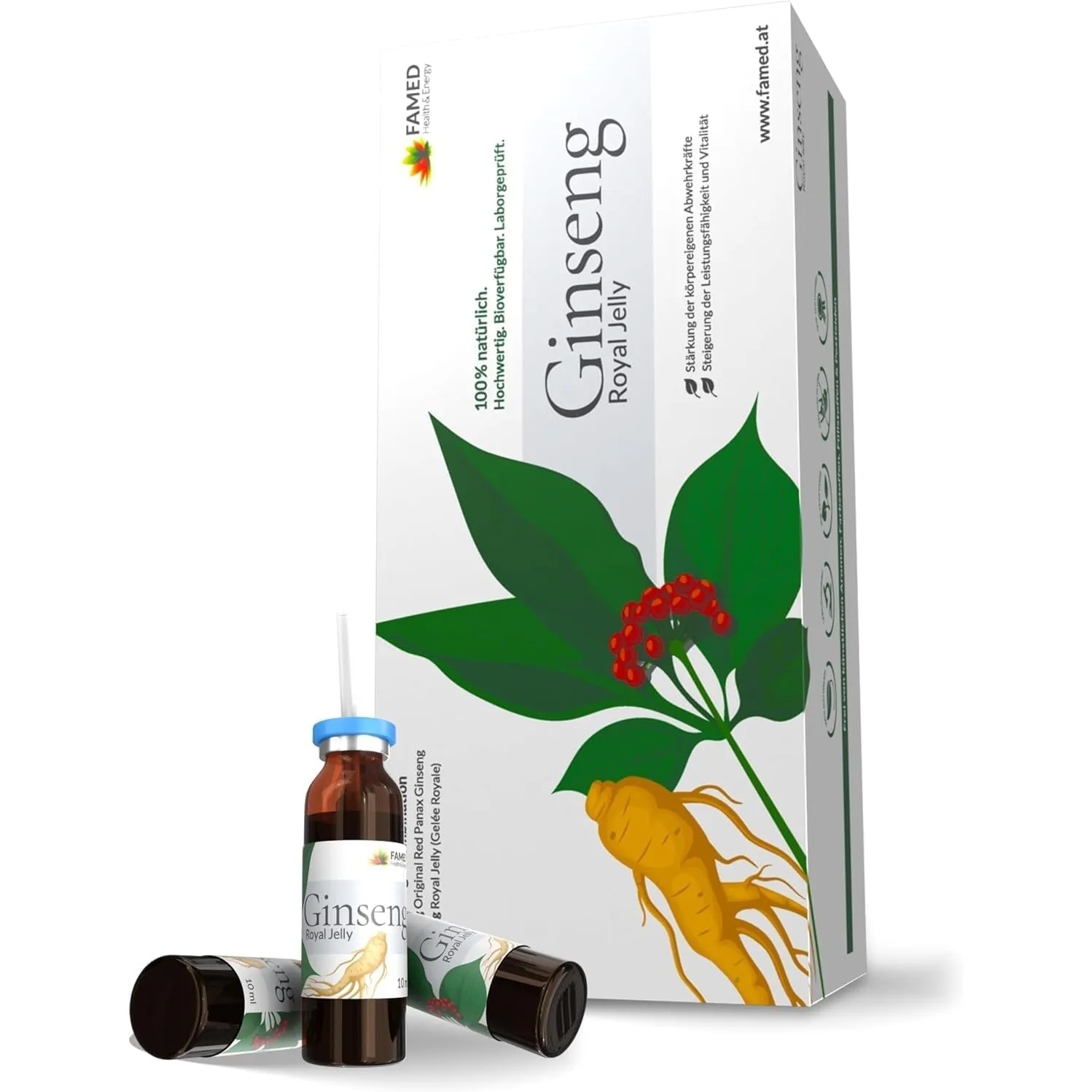 FAMED Ginseng Royal Jelly, 30 Trinkampullen, hochdosiert und laborgeprüft