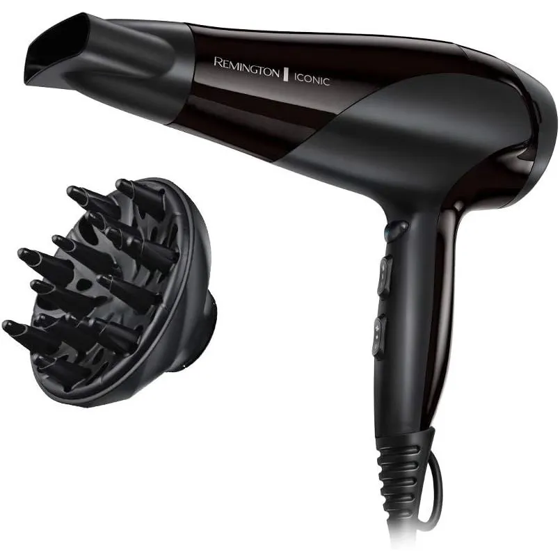Remington Haartrockner Ionen [leicht, Diffusor & Stylingdüse] schwarz (2200W, Keramik-Ionen: schonendes Styling & gleic…