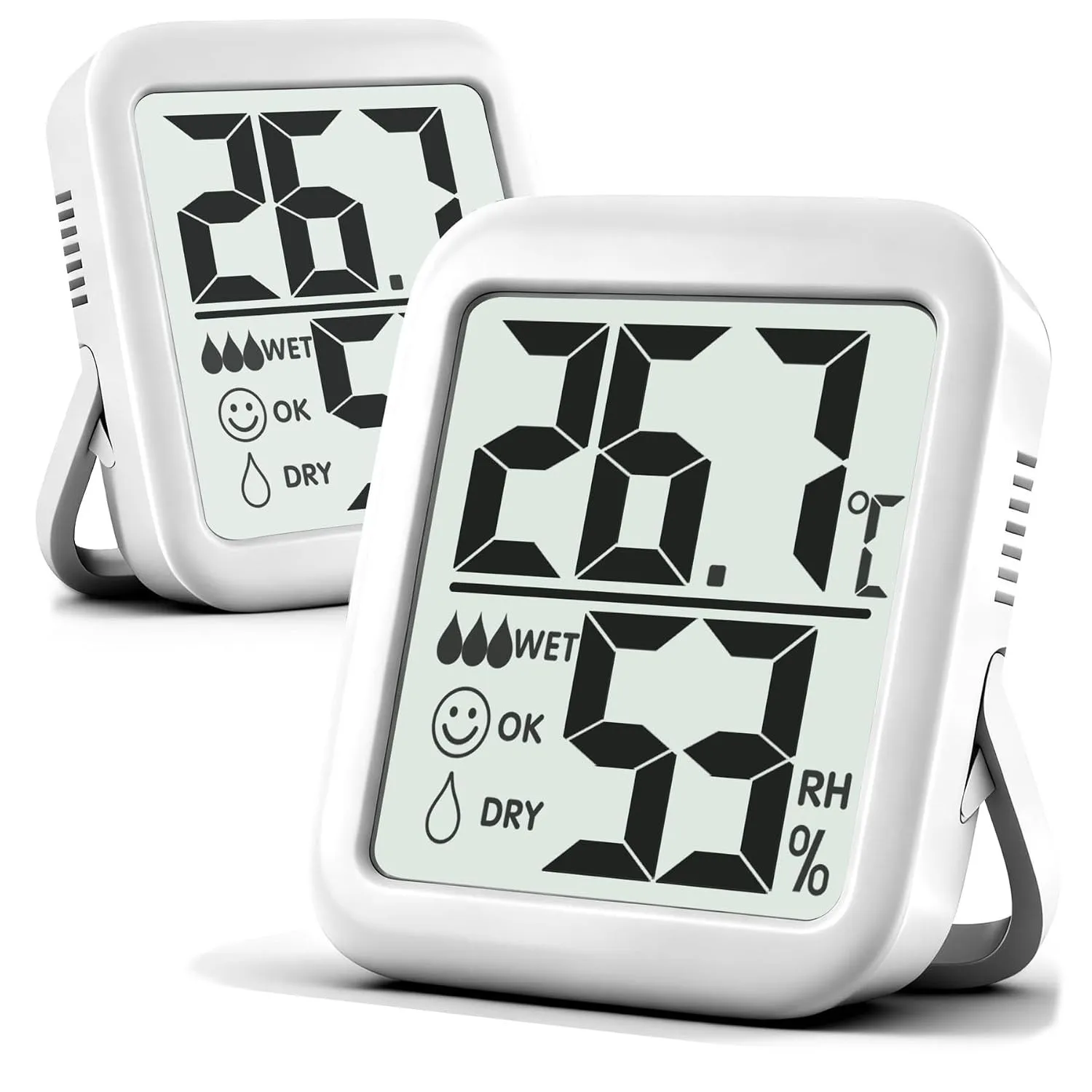 Antonki 2 Stück Thermo-Hygrometer Innen Digital Raumthermometer-Weiß