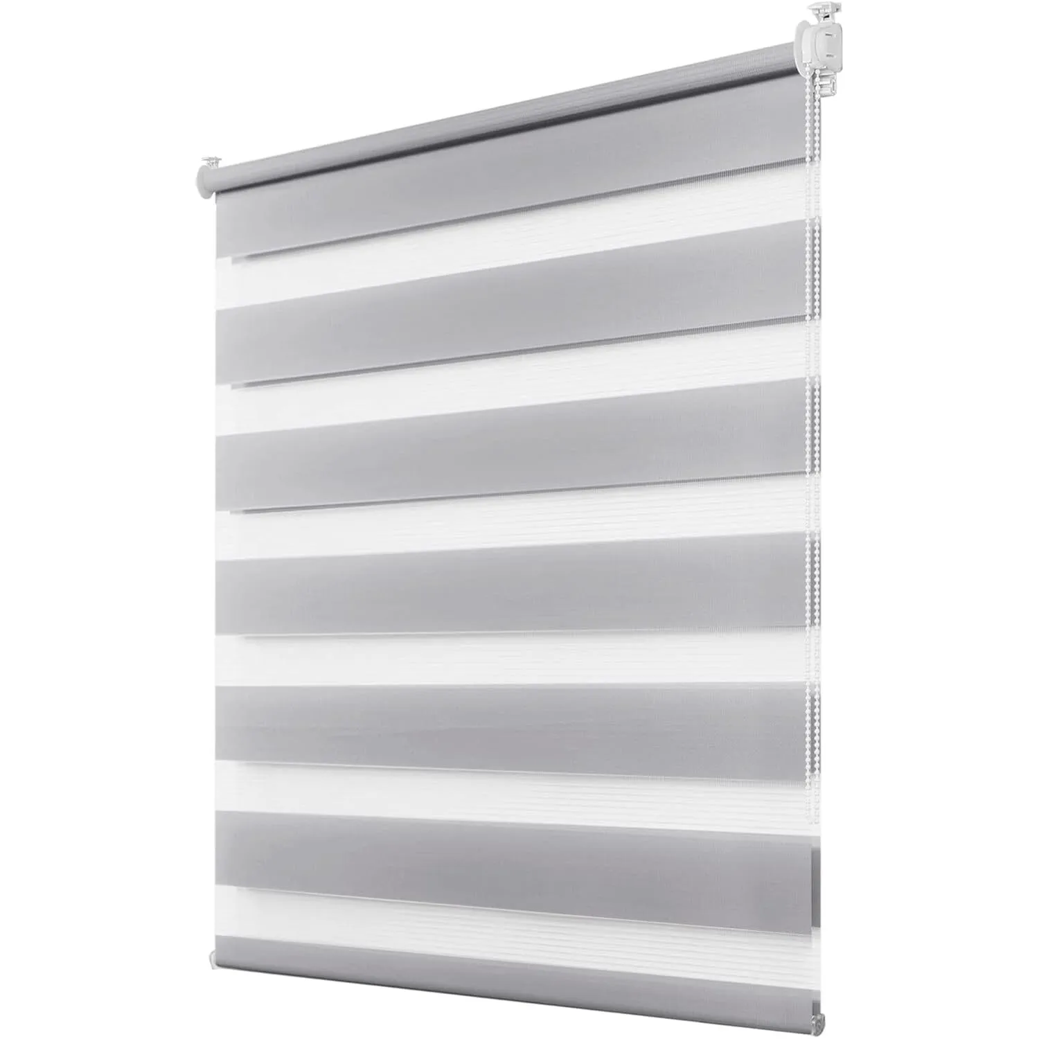 Deswell Doppelrollo Klemmfix ohne Bohren Grau B40 x H120 cm (Stoffbreite 36cm) Rollos für Fenster ohne Bohren für Fenst…