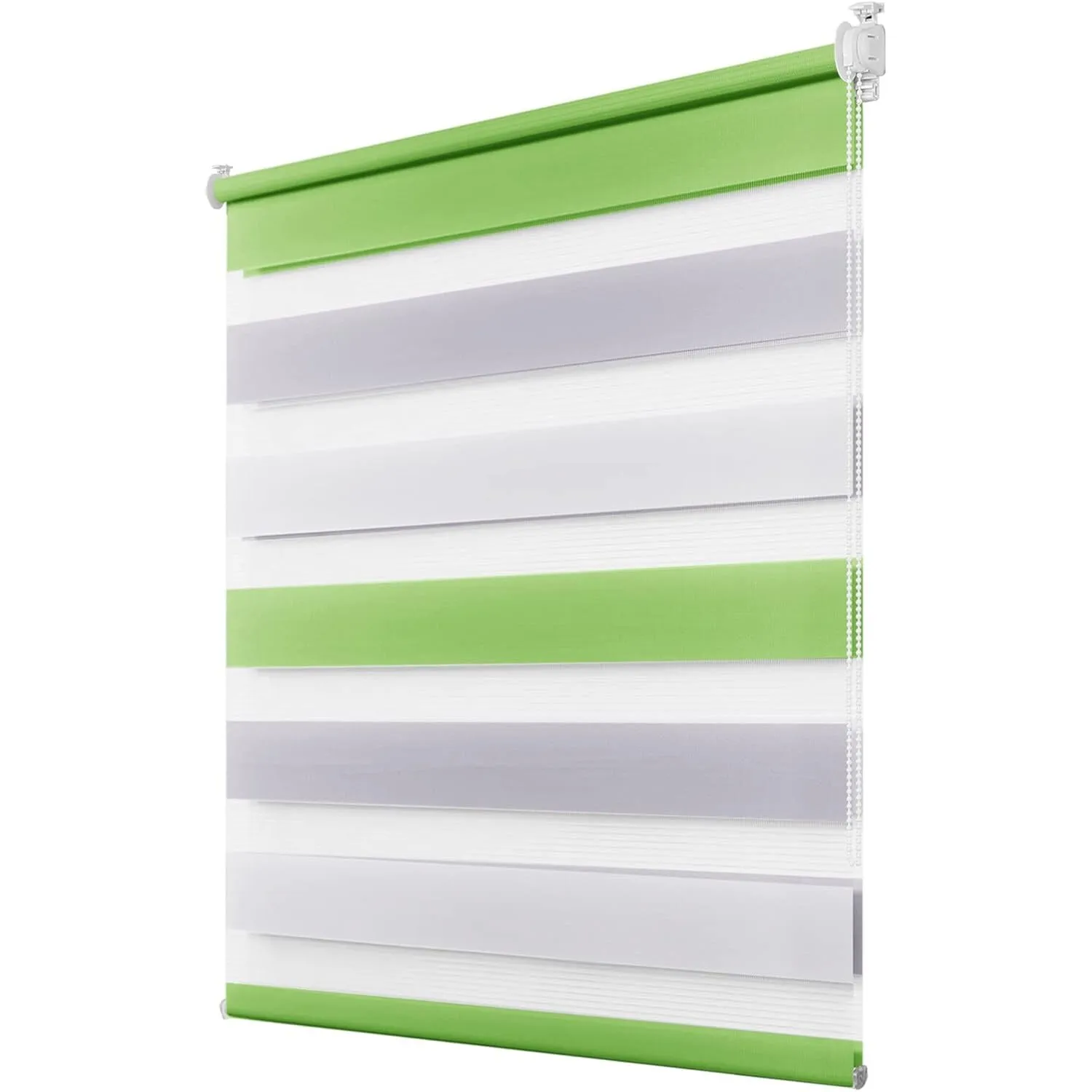 Deswell Doppelrollo Klemmfix ohne Bohren Grün-Grau-Weiß B65 x H120 cm (Stoffbreite 61cm) Rollos für Fenster ohne Bohren…