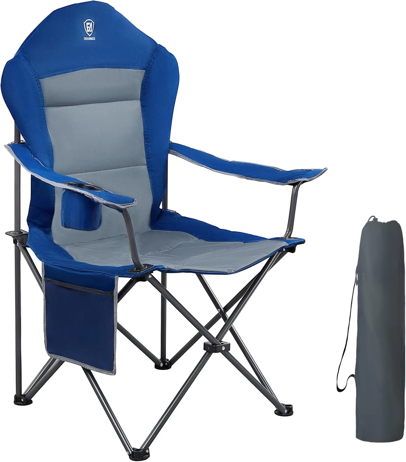 EVER ADVANCED Luxus Campingstuhl Faltbar 160 KG Belastbar Ultragroß mit Hochlehner Bequem Gepolster Klappstuhl Camping …