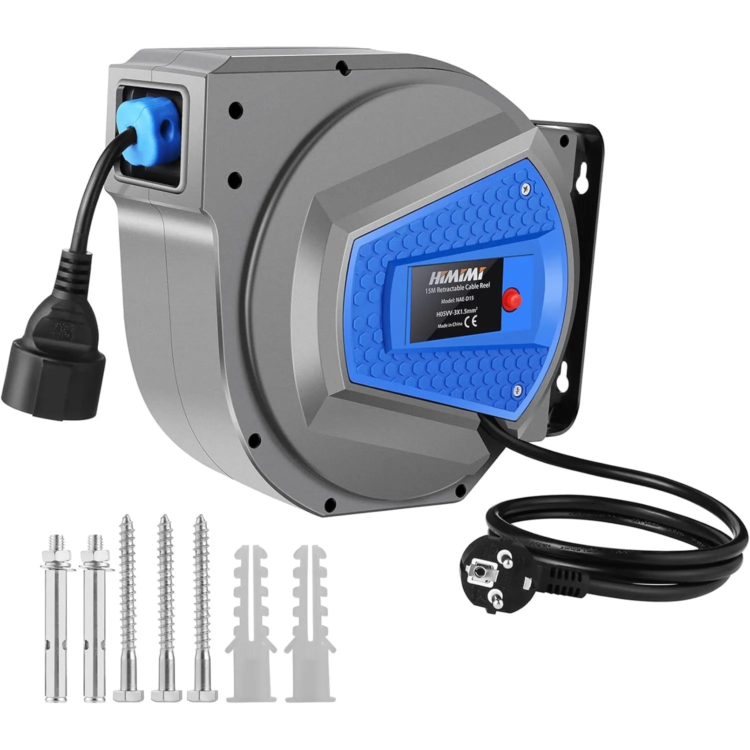 Himimi Automatik Kabeltrommel 15m + 1m 1500W ~ 3000W Kabelaufroller Automatisch Stromtrommel Schlauchaufroller, Verläng…