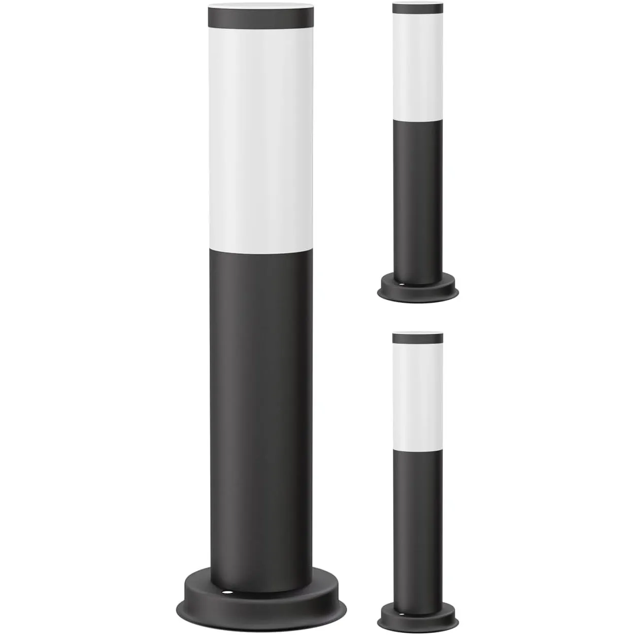 ledscom.de 3x Wegelicht/Pollerleuchte PORU für außen, IP44, 39 cm, schwarz, 1x E27 max. 40W