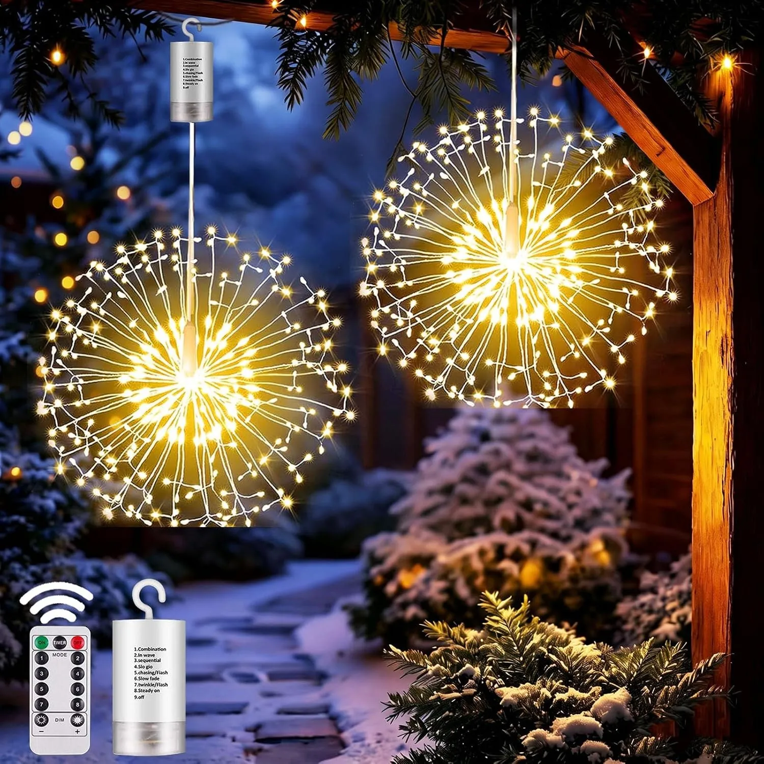 yowin Leuchtkugel Weihnachten 2 x 198 LED Weihnachtsbeleuchtung Außen