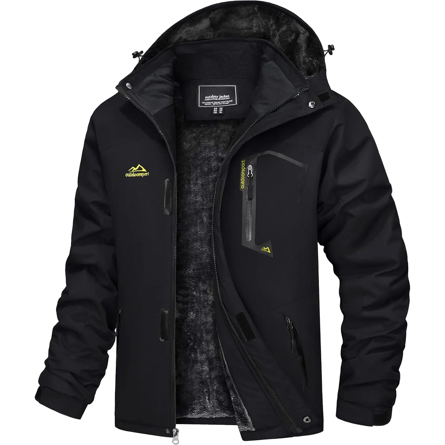 TACVASEN Herren Winter Wasserdichte Winddichte Winterjacke Warme Fleece-Futter Ski Regenmantel mit Kapuze