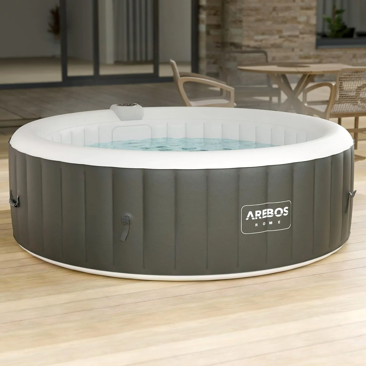 Arebos Whirlpool | aufblasbar | In- & Outdoor | 6 Personen | ⌀ 208 cm