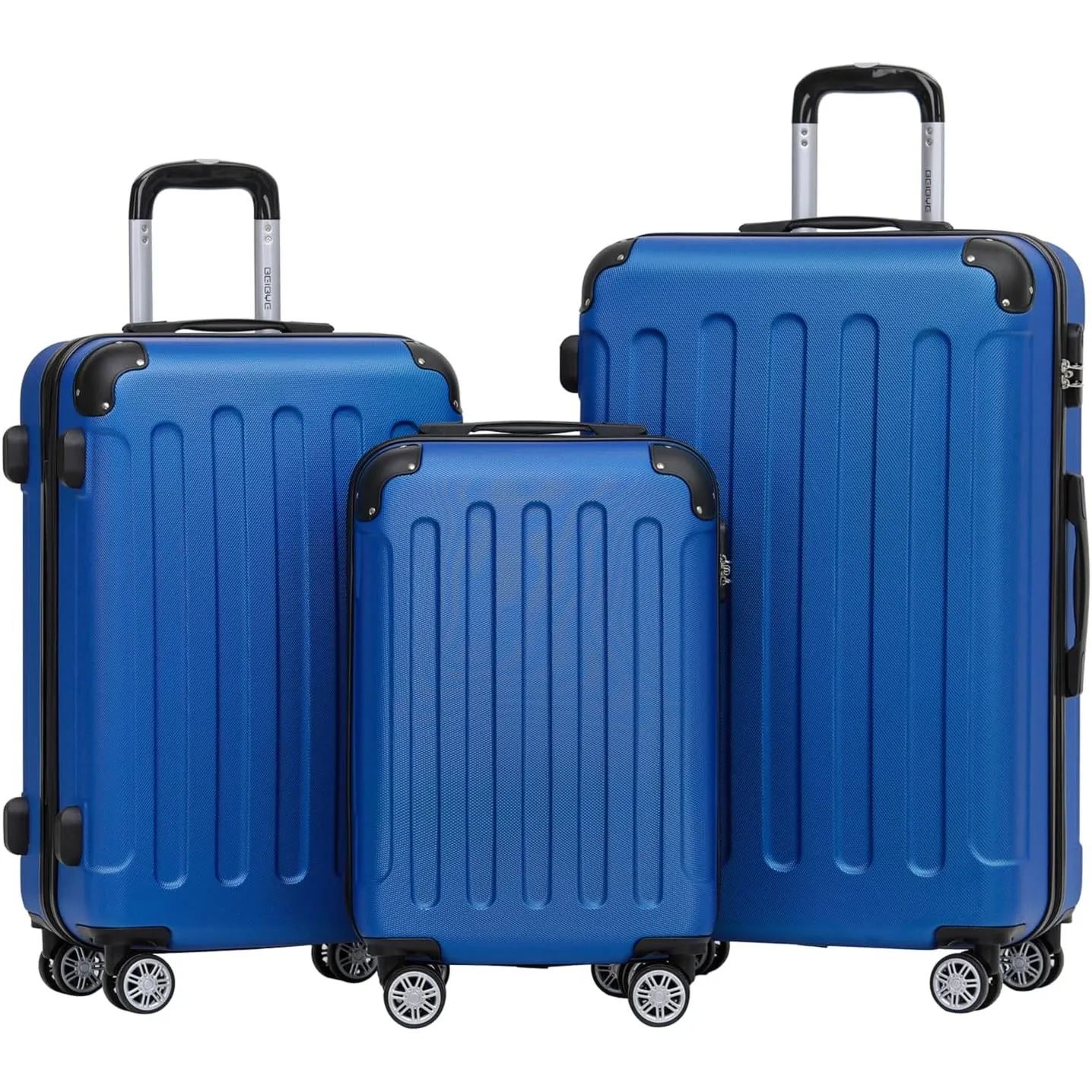 BEIBYE 2045 Zwillingsrollen 3tlg. Reisekoffer Koffer Kofferset Trolleys Hartschale in 20 Farben (Blau)