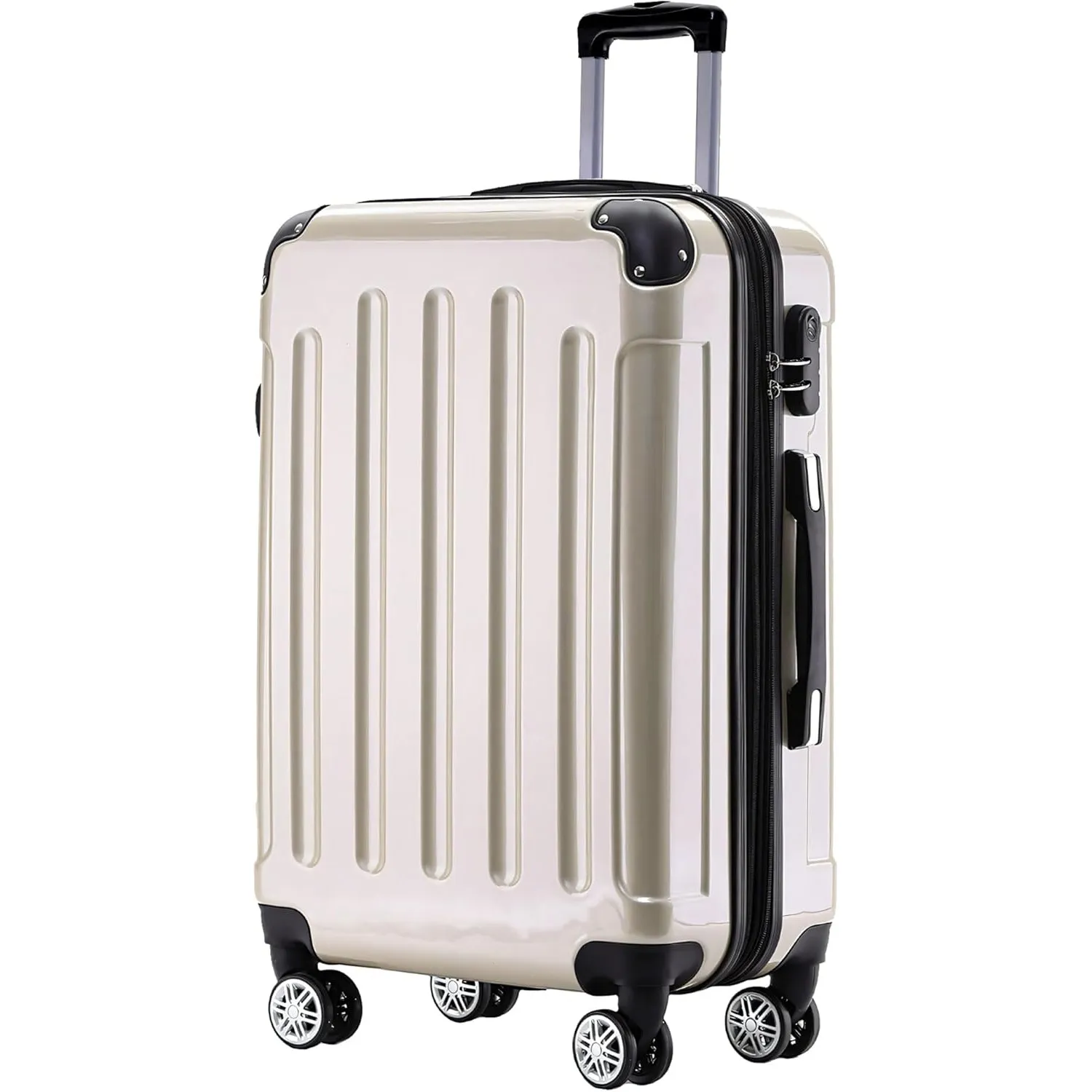 BEIBYE Zwillingsrollen 2048 Hartschale Trolley Koffer Reisekoffer in M-L-XL-Set in 15 Farben (Champagner, XL)