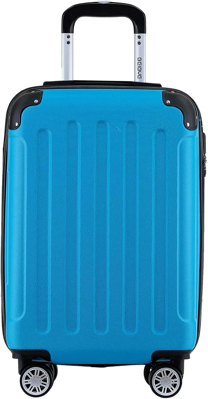 BEIBYE- Hartschalenkoffer Koffer Trolley Rollkoffer Reisekoffer Zahlenschloß 4 Zwilings-Rollen (Cyan-Blue, Small-55cm)