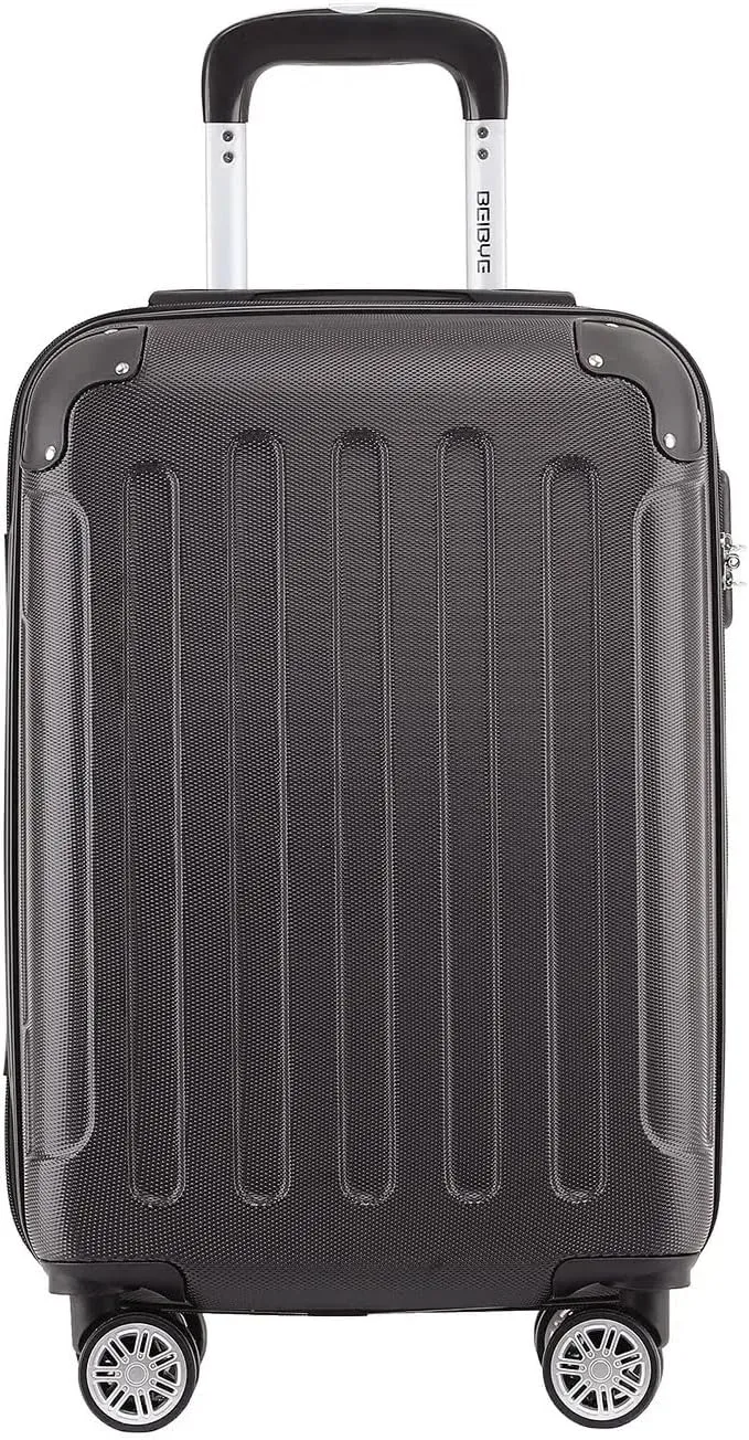 BEIBYE- Hartschalenkoffer Koffer Trolley Rollkoffer Reisekoffer Zahlenschloß 4 Zwilings-Rollen (Coffee, Small-55cm)