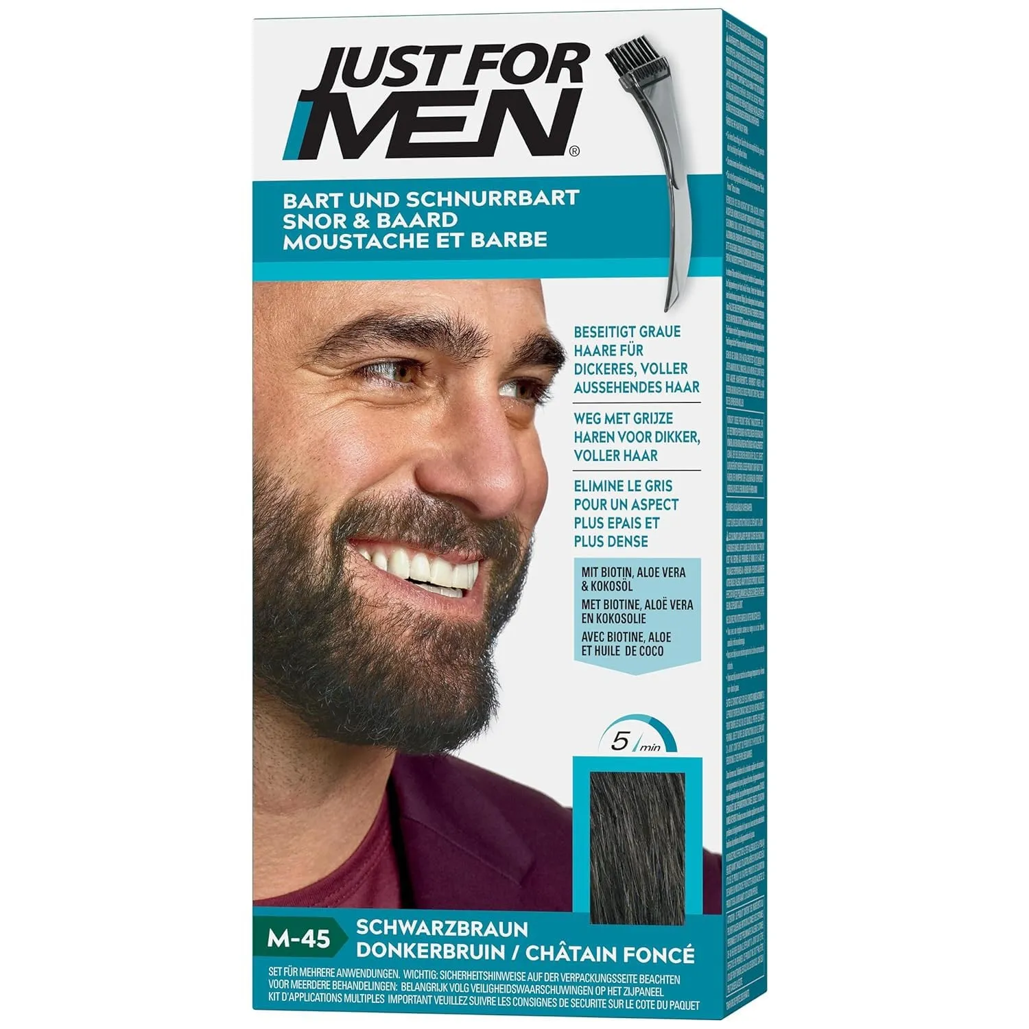 Just For Men Bart und Schnurrbart Schwarzbraun M45