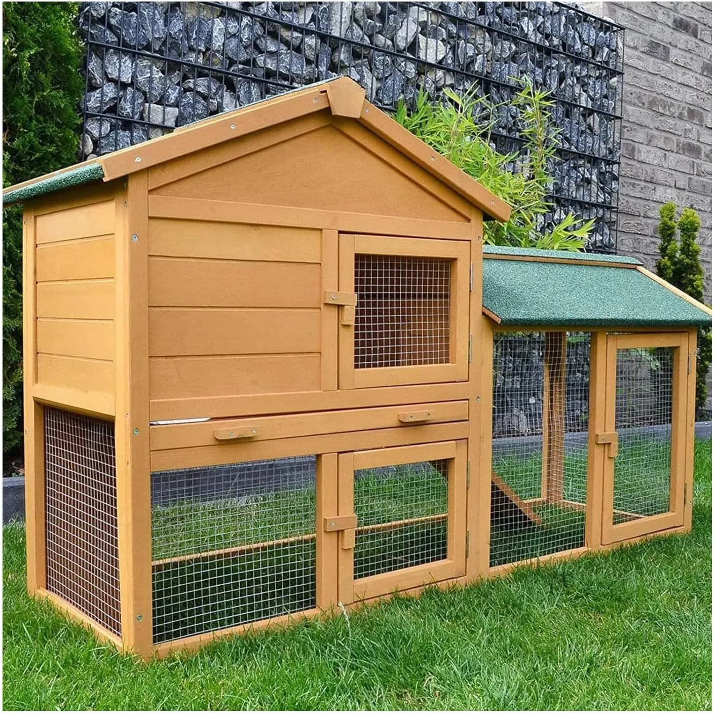 zooprinz Kaninchenstall – Hasenstall mit Auslauf & Kuschelplatz | Kleintierstall mit Haupthaus und viel Auslauf unten –…