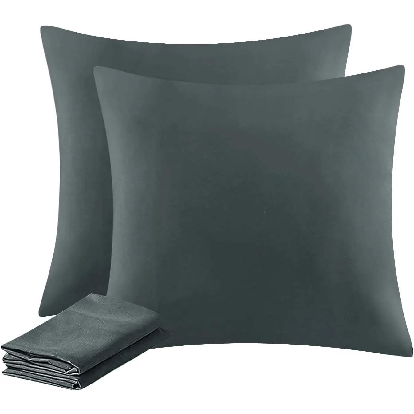 Aisbo Kissenbezug 80x80 2er Set - Kopfkissenbezug 80 x 80 Anthrazit mit Reißverschluss aus Mikrofaser, ÖKO-TEX Pillow C…