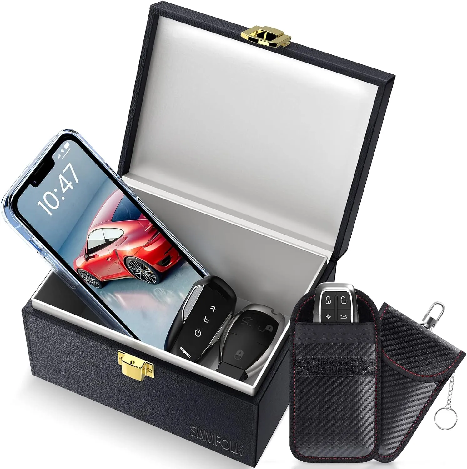 Samfolk Keyless Schutz für Autoschlüssel Box und Faraday Bags 2 Stück, Rfid Anti-Diebstahl