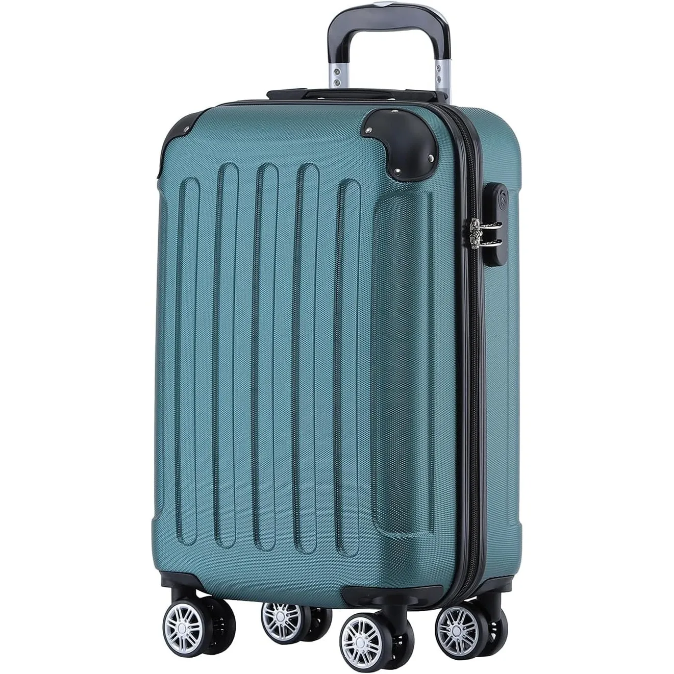 BEIBYE Zwillingsrollen Hardcase Reisekoffer Koffer Trolleys Hartschale in XL-L-M in 14 Farben (Dunkelgrün, Handgepäck (…