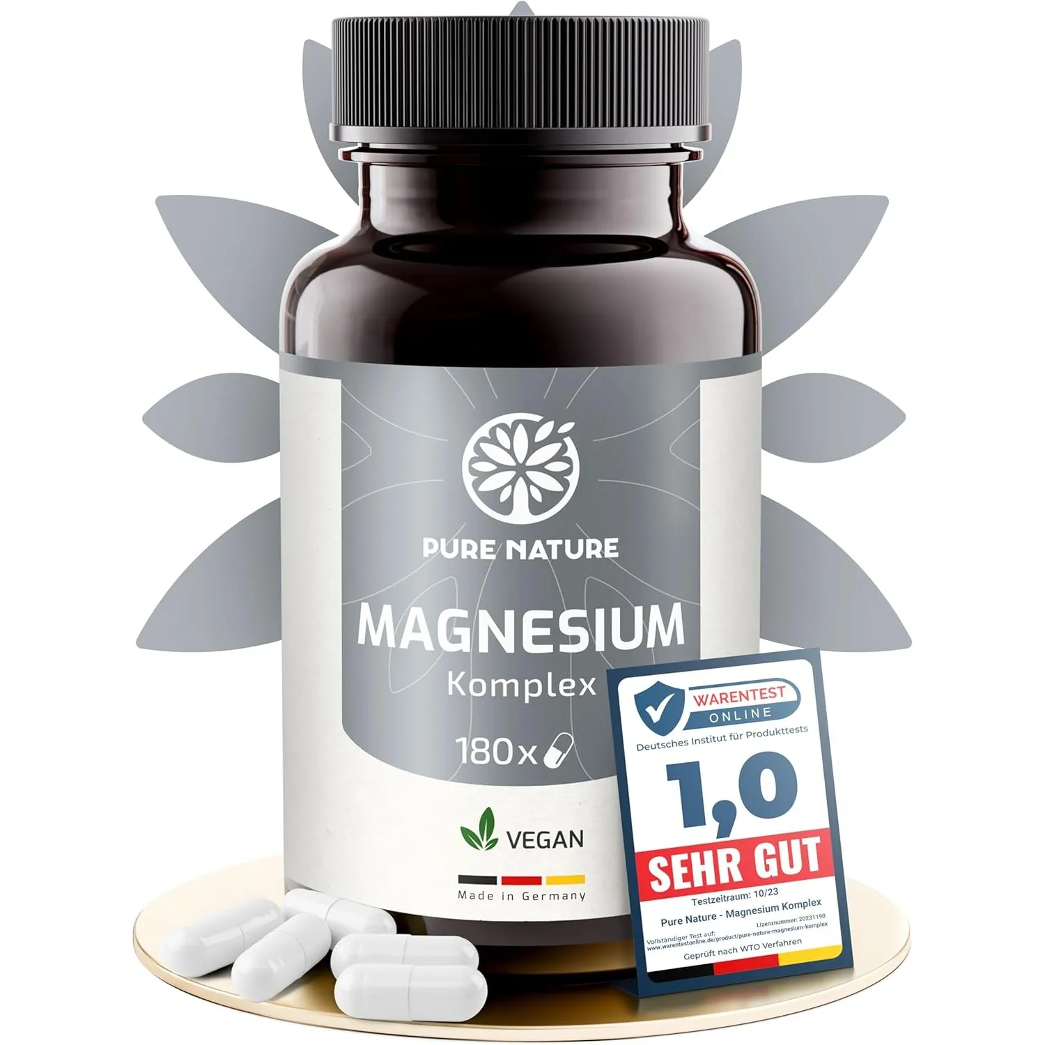 Magnesium Komplex hochdosiert - 400 mg - 180 Kapseln - 7in1 Komplex mit Magnesiumbisglycinat, Magnesiumcitrat, Magnesiu…