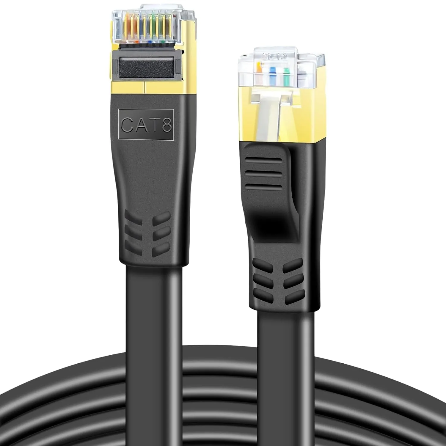 DDMALL CAT 8 LAN Kabel 5m, 40Gbps Flaches Netzwerkkabel (5 Meter, Schwarz)