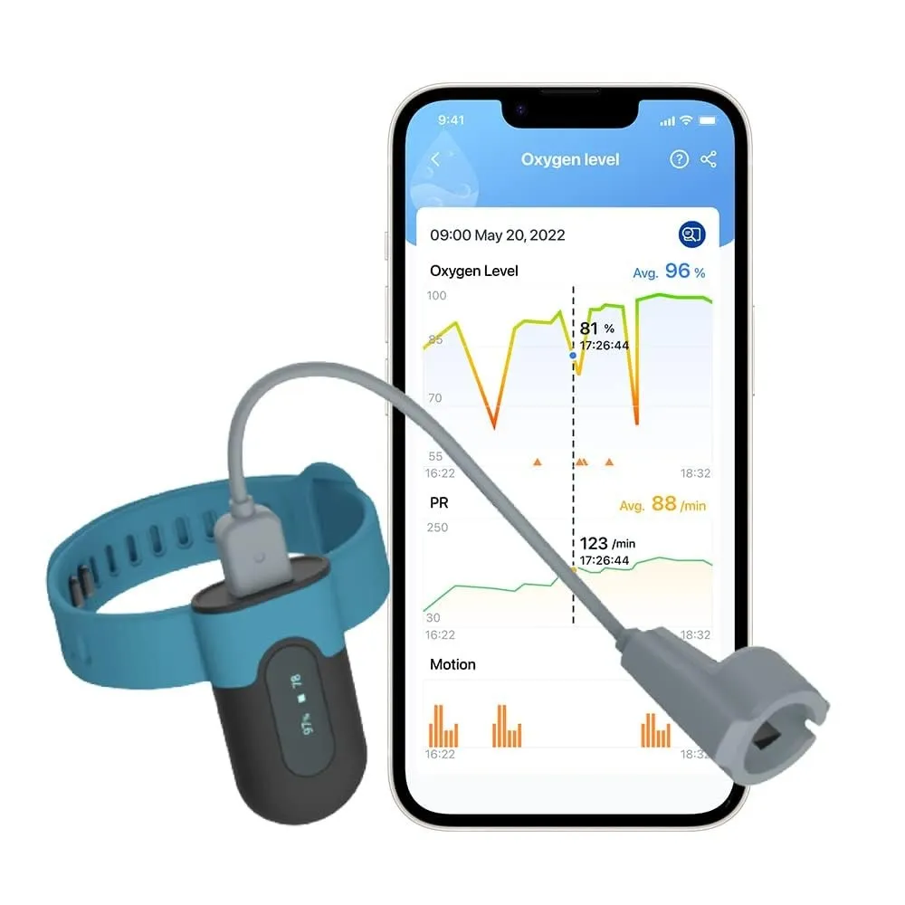 Viatom SleepU Pulsoximeter Handgelenk, Bluetooth Puls Oximeter Sauerstoffsättigung Messgerät Finger, Pulsoximeter Finge…