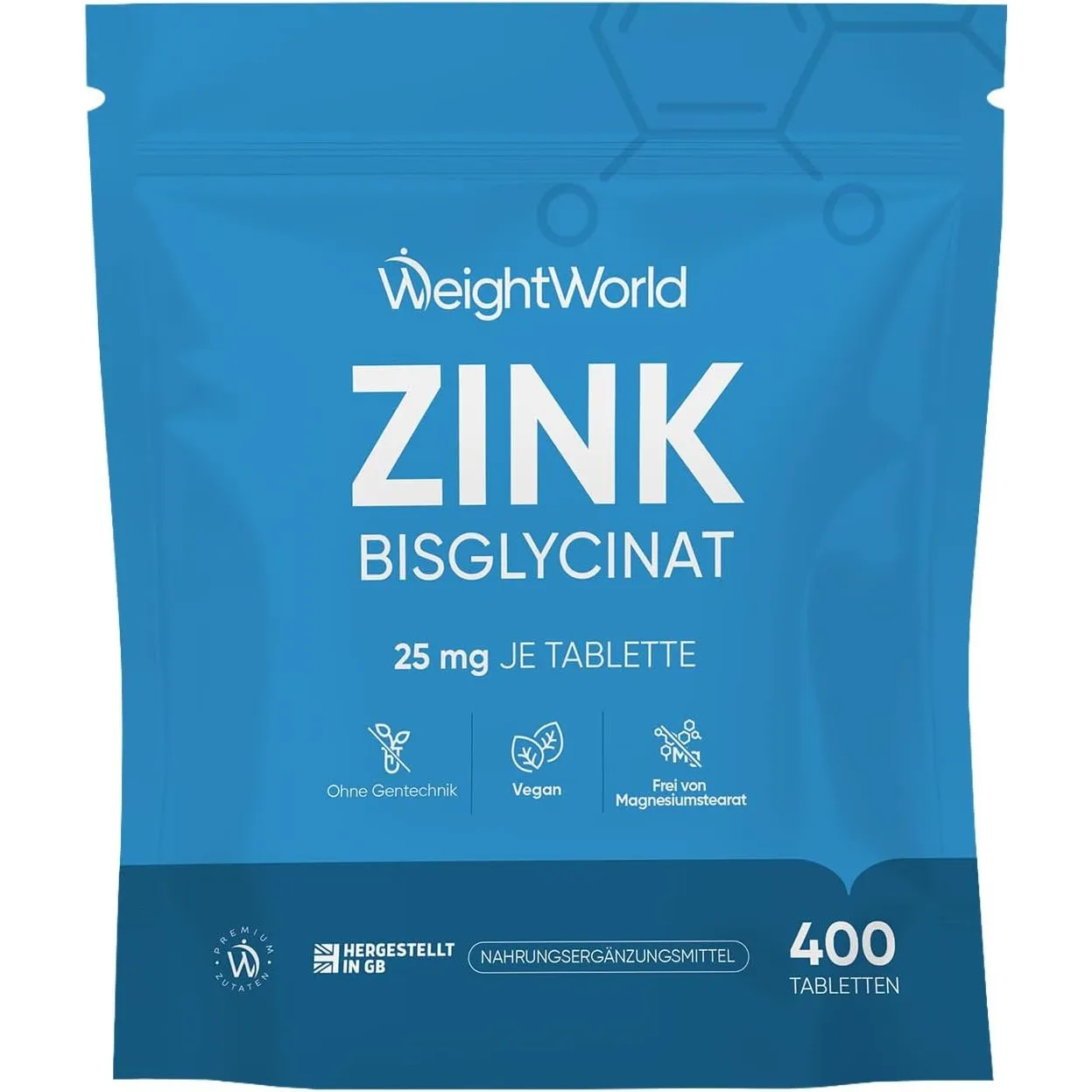 WeightWorld Zink Tabletten - 400 vegane Tabletten für 1+ Jahre Vorrat