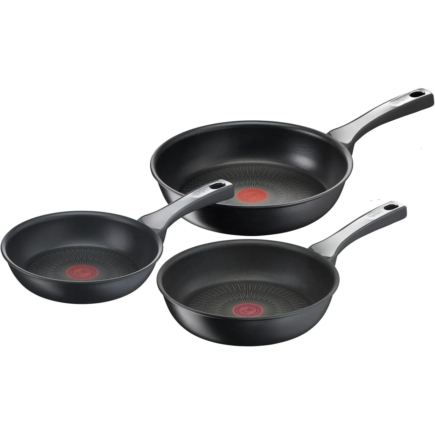 Tefal Unlimited On Pfannenset 3-teilig, Pfannen Induktion 20 cm, 24 cm, 28 cm mit kratzfester Antihaft-Beschichtung, Th…