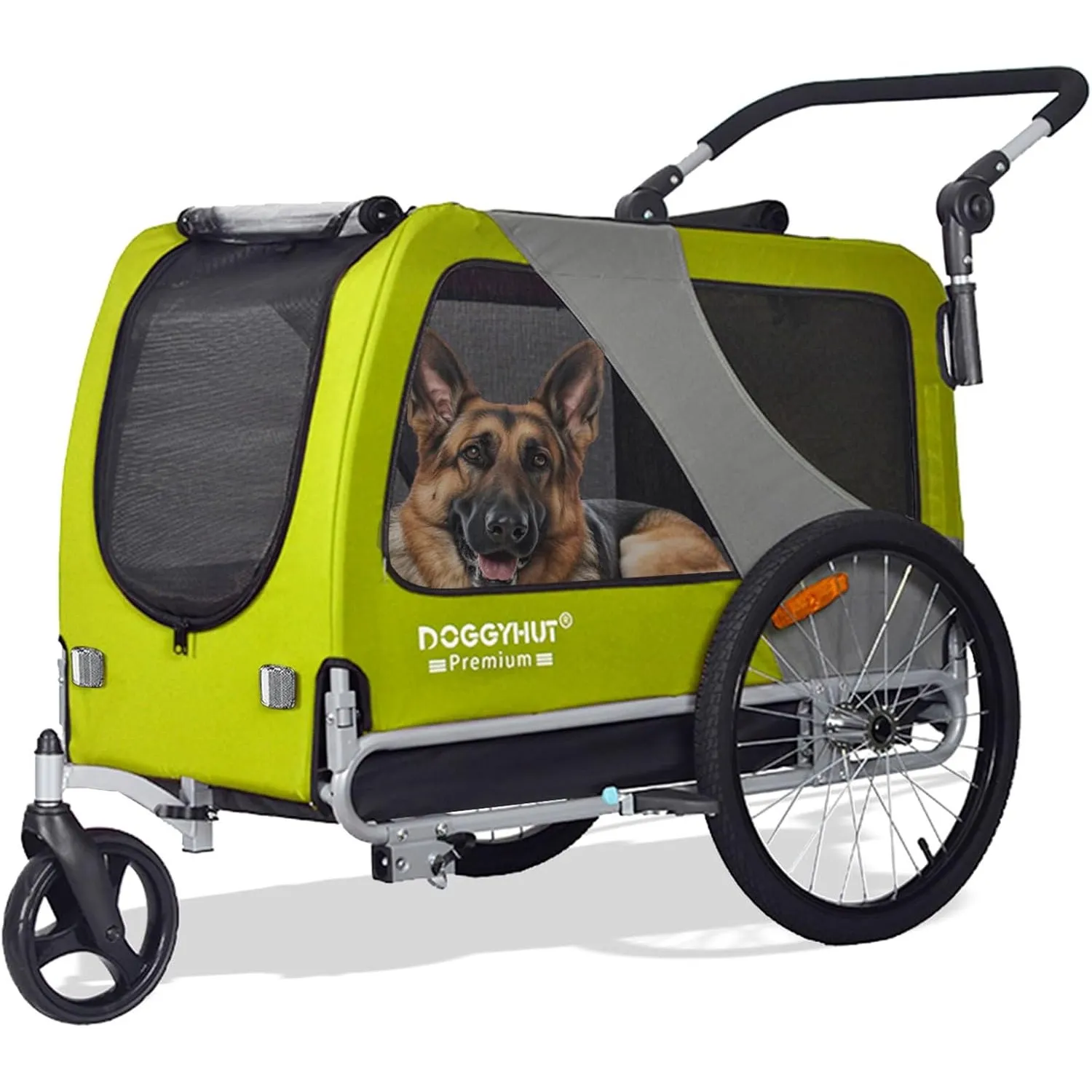 DOGGYHUT® Premium XL 2 in 1 Hundefahrradanhänger & Jogger 23-45 kg Fahrradanhänger für Hunde Hundeanhänger für Fahrrad …
