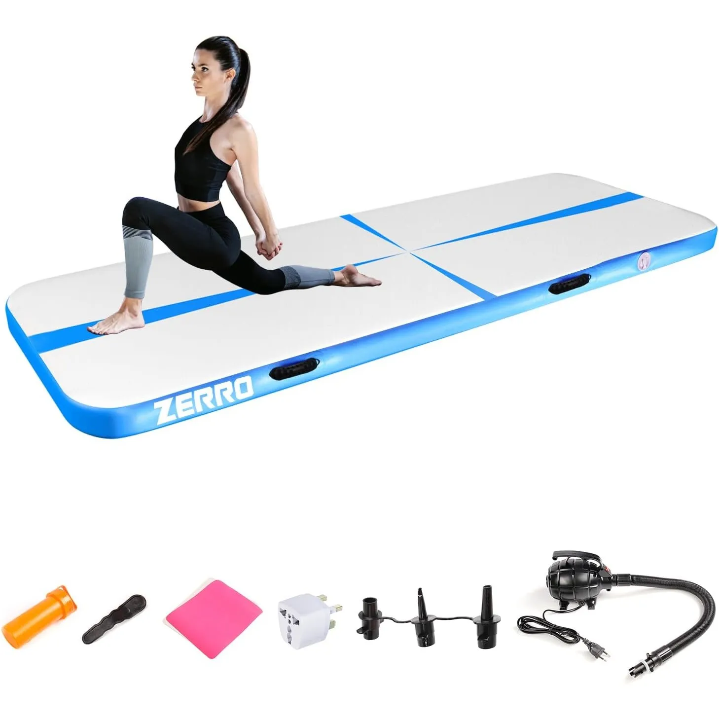 CCLIFE Tumbling Airtrack Turnmatte 3/4/5m Aufblasbar Gymnastik klappbar mit Elektrischer Luftpumpe Yogamatte Tumbling M…