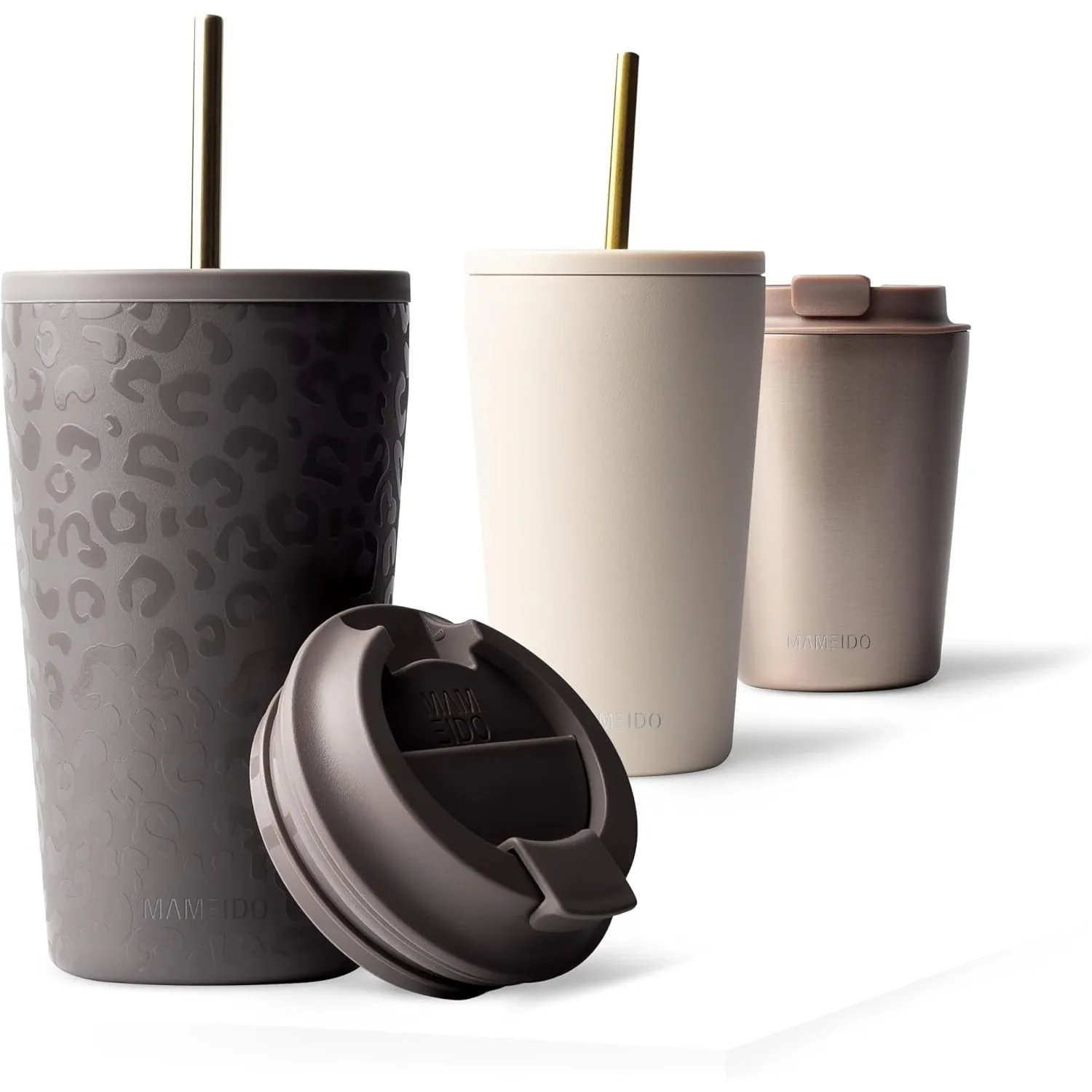 MAMEIDO Thermobecher mit Strohhalm 470 ml (Sleek Leo)
