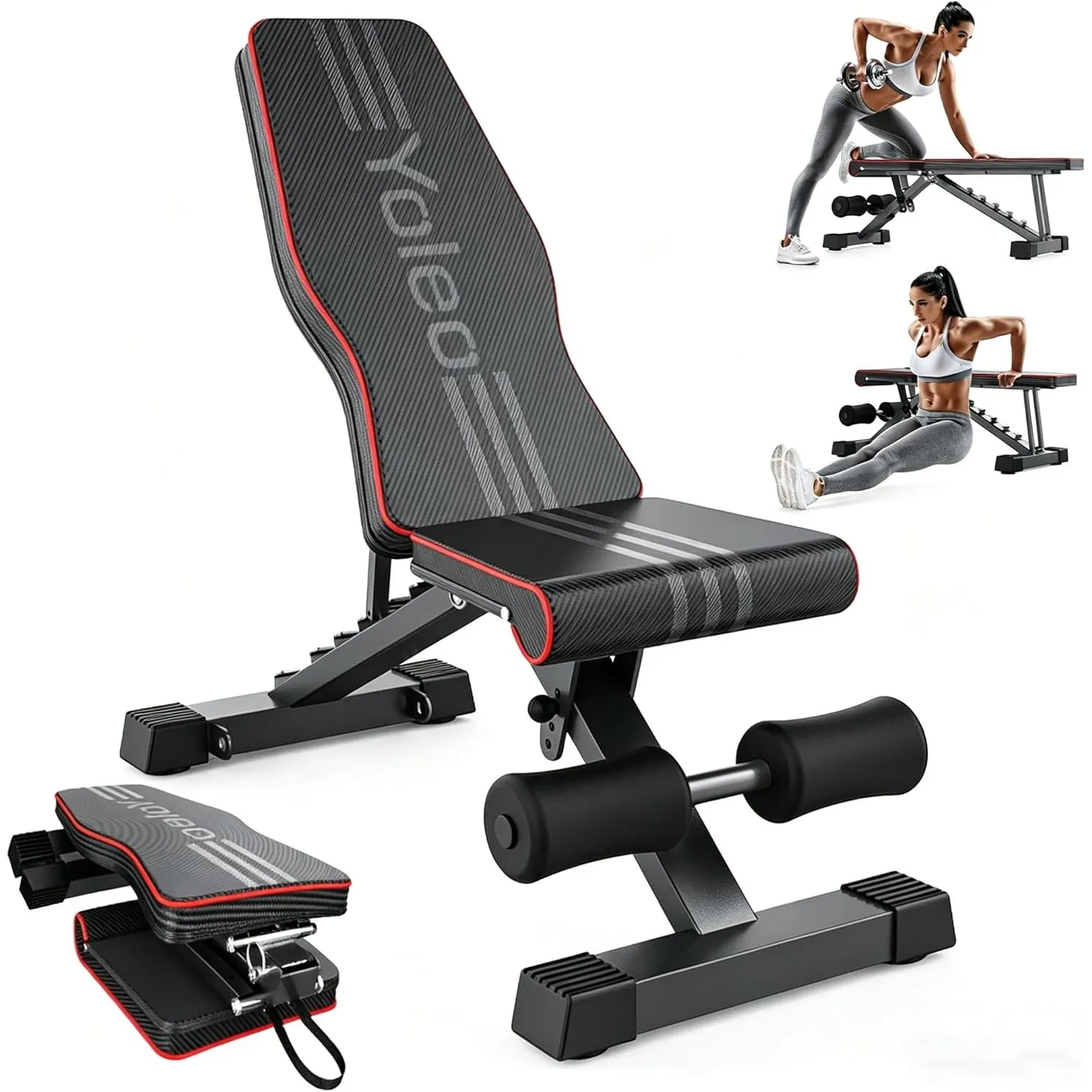 YOLEO klappbare Hantelbank Multifunktion Training Fitness Bank Bauchtrainer Schrägbank mit 6-Fach Verstellbarer Rückenl…