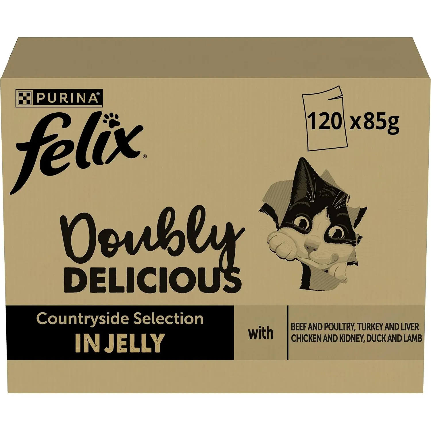 FELIX Doppelt Lecker Nassfutter für Katzen Geschmacksvielfalt vom Land 120 Beutel