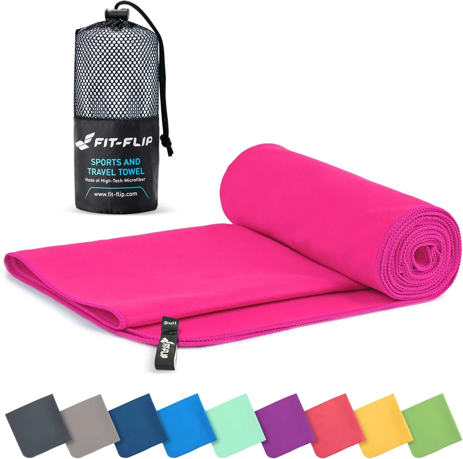 Fit-Flip Mikrofaser Handtuch - kompakte Microfaser Handtücher - ideal als Sporthandtuch, Reisehandtuch, Strandtuch - sc…