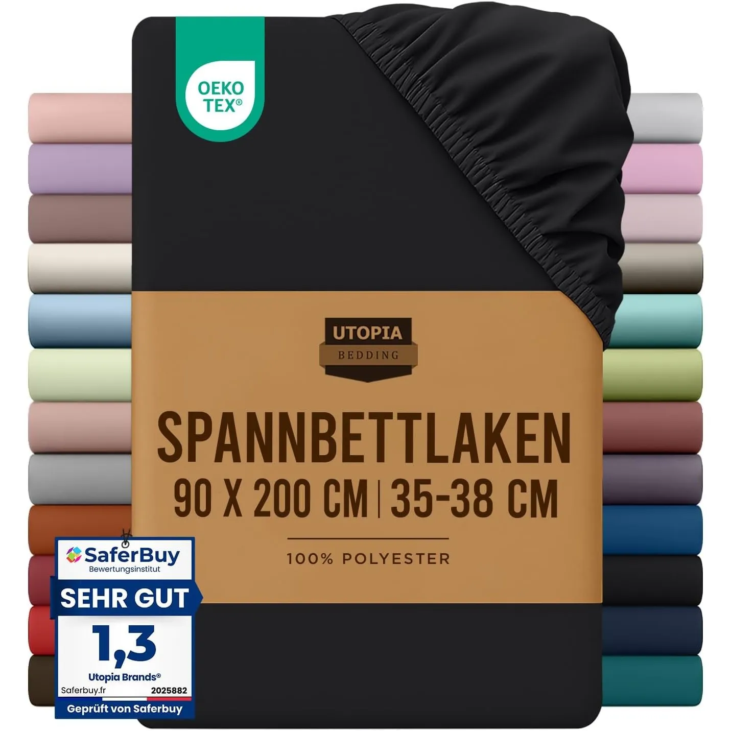 Utopia Bedding - Spannbettlaken 90x200cm - Schwarz