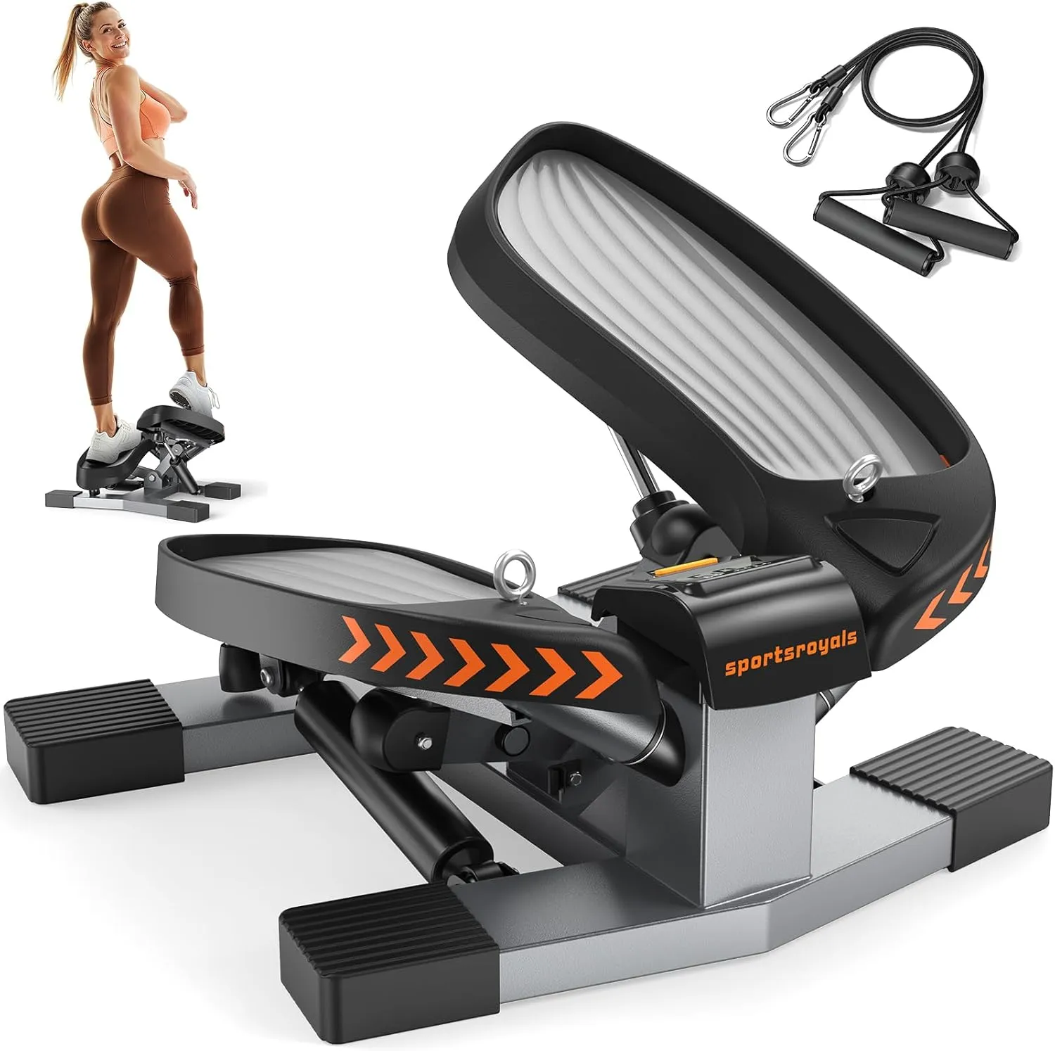Sportsroyals Exercise Stair Stepper für Zuhause Testsieger– Up-Down Swing Stepper mit Power Ropes for Bein/Arm/Butt Tra…