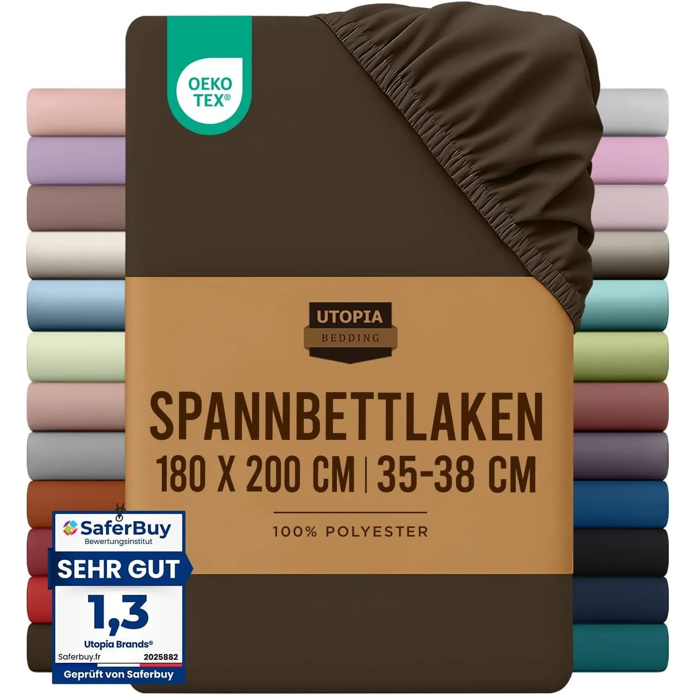 Utopia Bedding - Spannbettlaken 180x200cm - Braun
