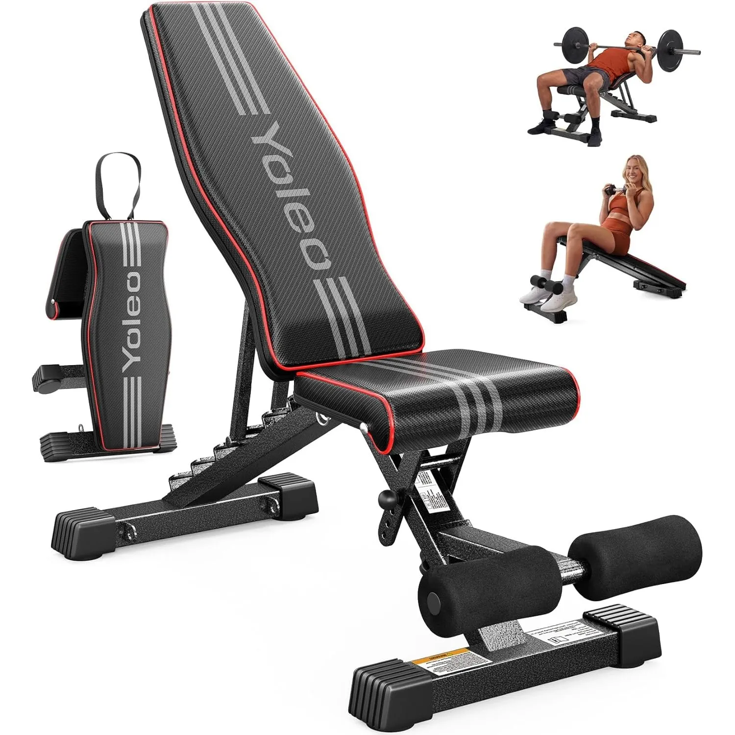YOLEO Klappbare Hantelbank, ENISO-zertifiziert mit 375KG/400KG Tragfähigkeit, 98% Vormontiert, klappbare Fitnessbank mi…