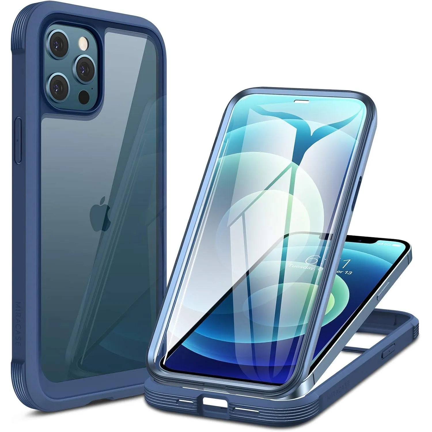 miracase 360 Grad Hülle Kompatibel mit iPhone 12/12 Pro (6.1 Zoll), Ganzkörper Schutzhülle mit eingebauter Glas Display…