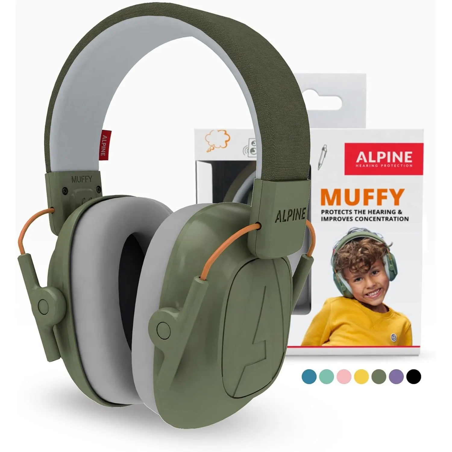 Alpine Muffy Gehörschutz für Kinder, Lärmschutz Kopfhörer, 26 dB – Grün
