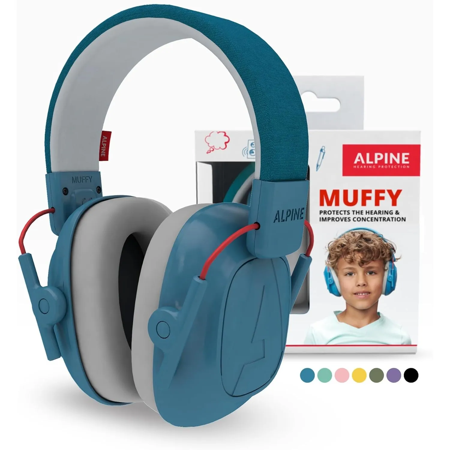 Alpine Muffy Gehörschutz für Kinder, Lärmschutz Kopfhörer, 26 dB – Blau