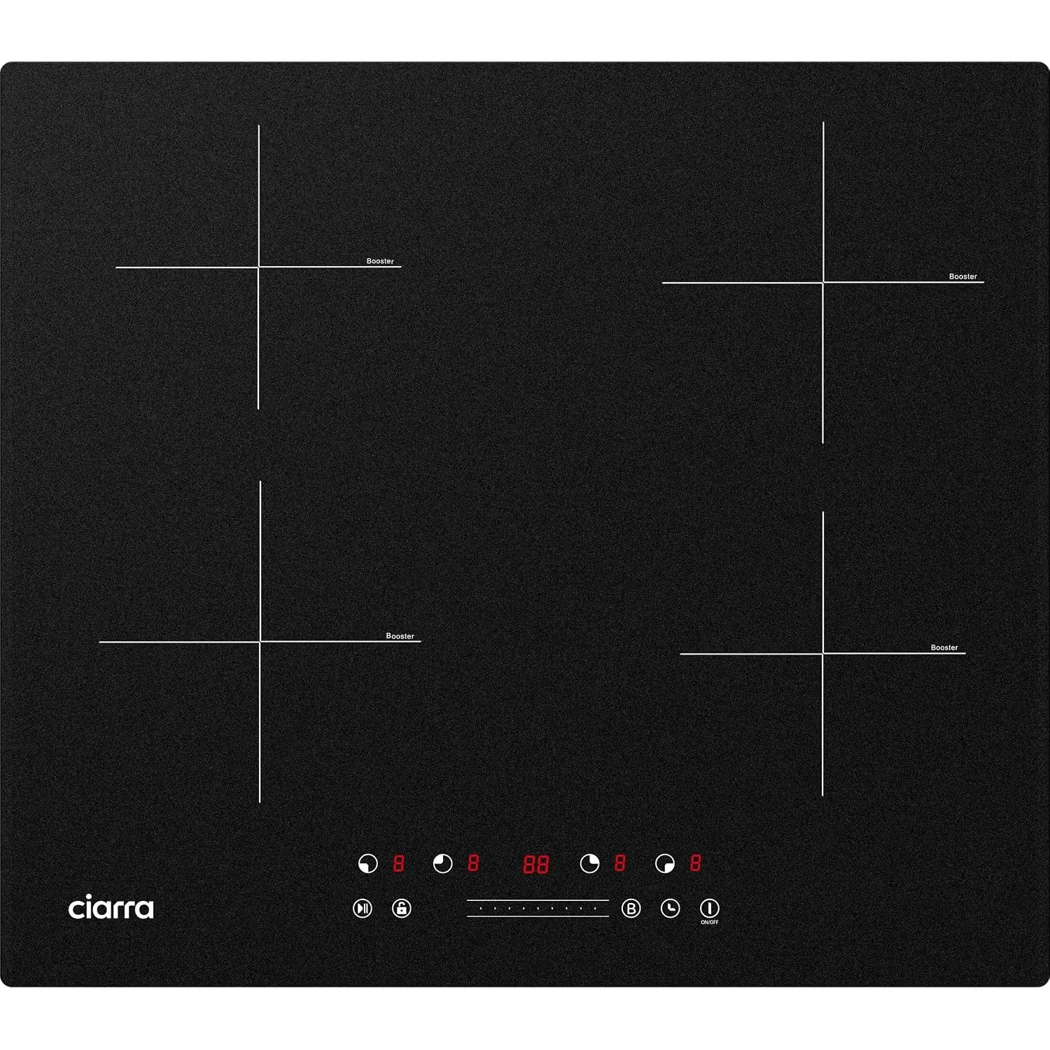 CIARRA CBBIH4B 4 Zonen Einbau Induktionskochfeld 60cm 7200W mit PowerBoost
