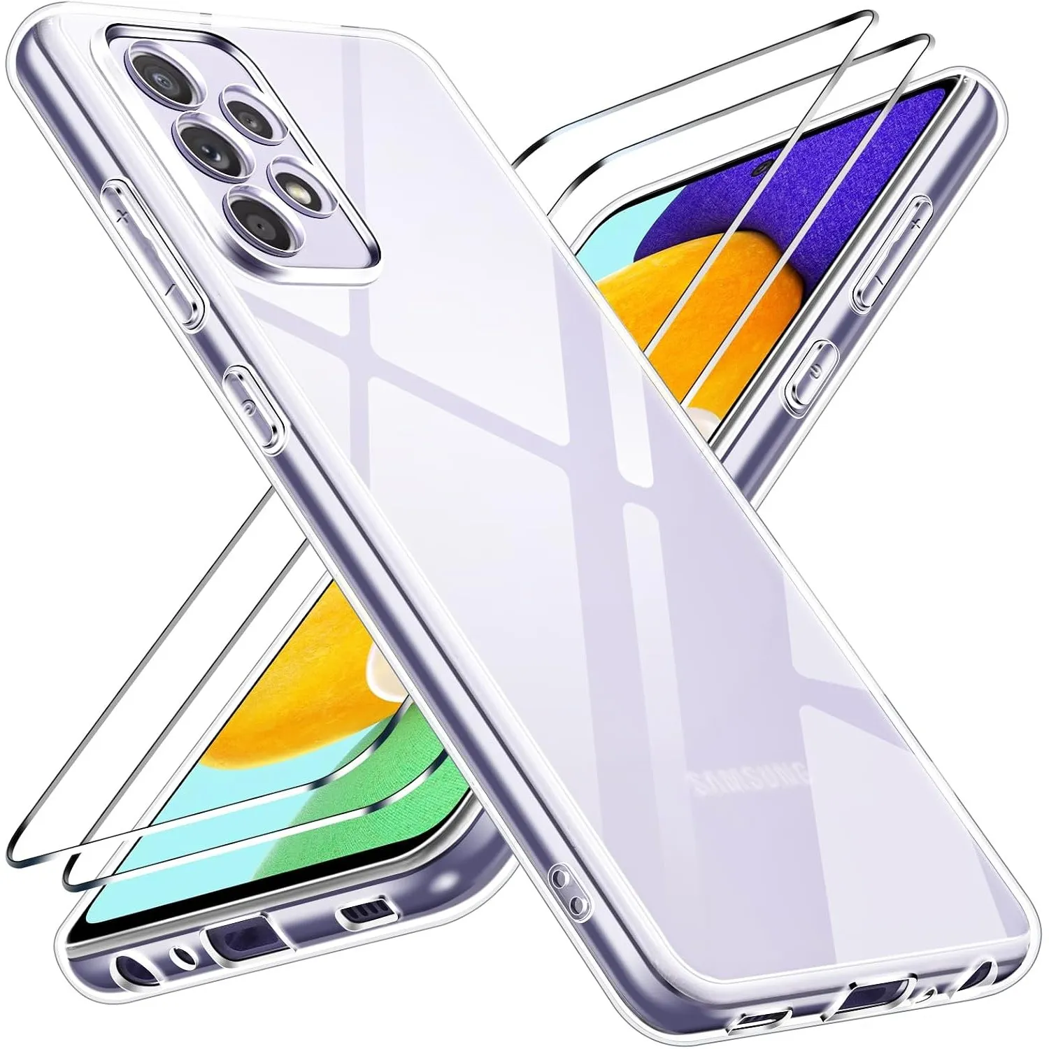 ivoler Hülle für Samsung Galaxy A52 4G / 5G / A52S 5G, mit 3 Stück Panzer Schutz Glas, Dünne Weiche TPU Silikon Transpa…