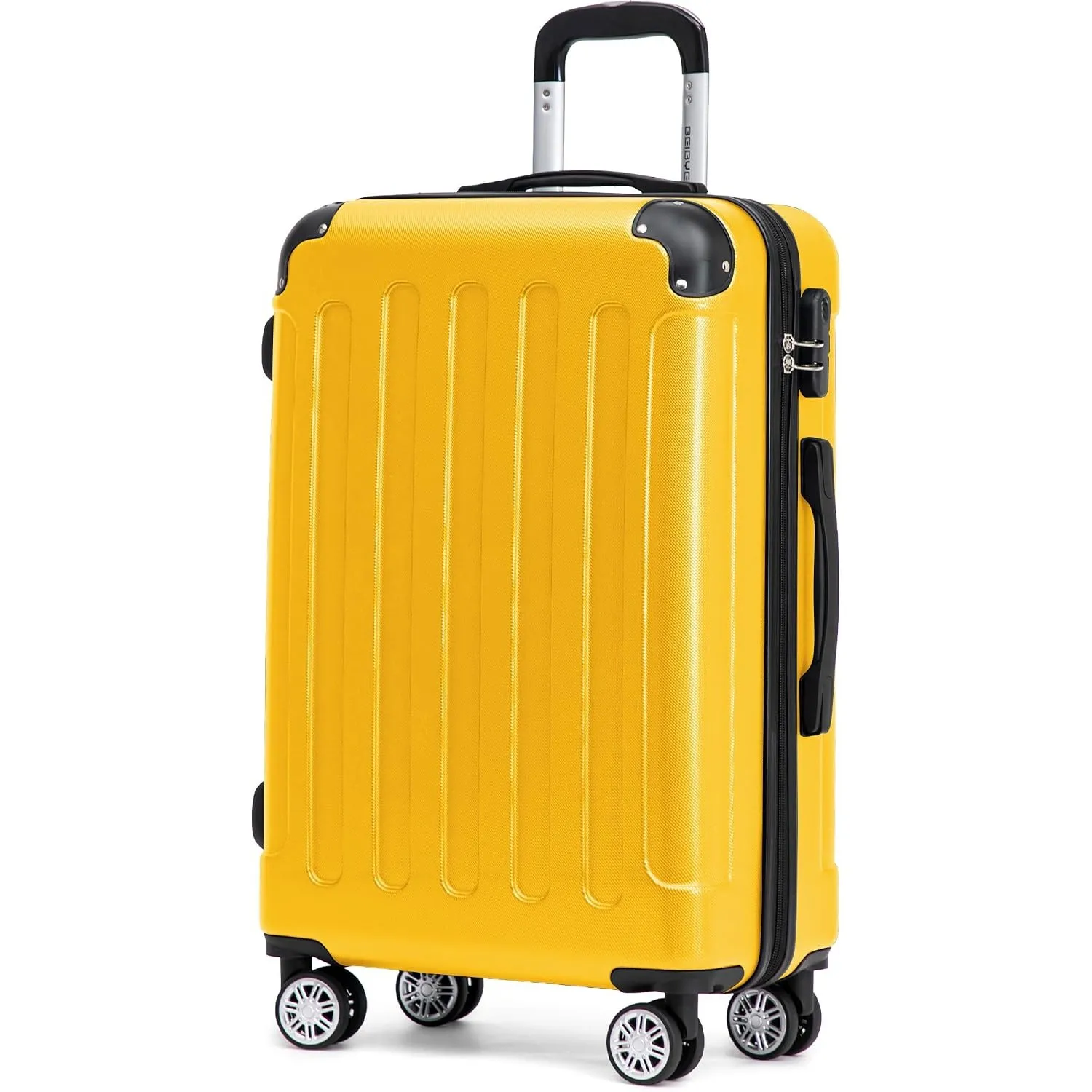 BEIBYE Reisekoffer L 66 cm – Hartschalenkoffer aus ABS mit Doppelrollen für Urlaubsreisen, Yellow