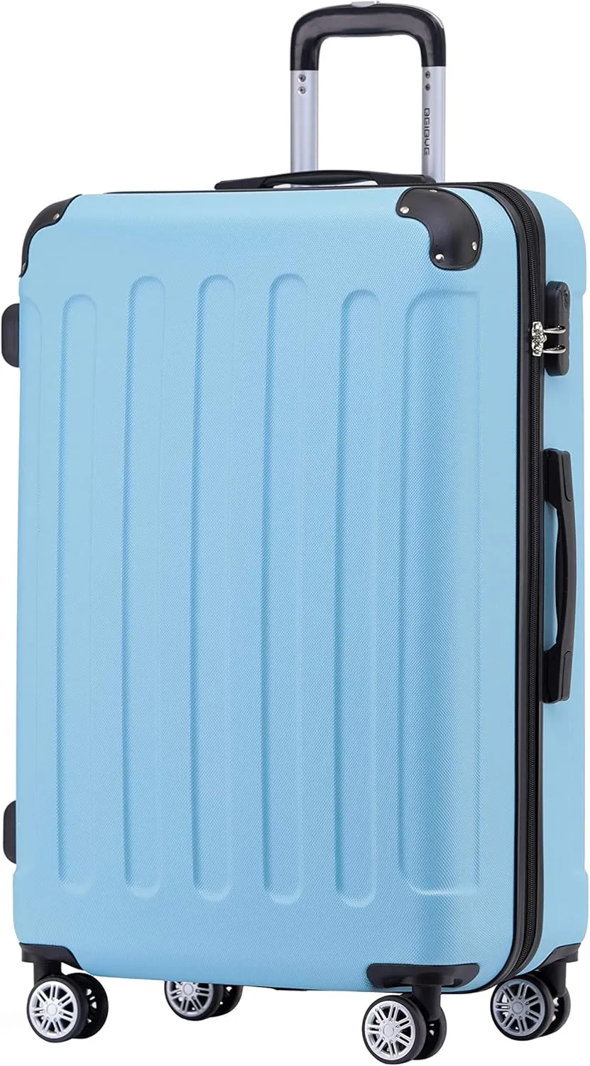 BEIBYE Hartschalen-Koffer Trolley Rollkoffer Reisekoffer Handgepäck 4 Rollen (M-L-XL-Set) (Glacial Blue, XL)