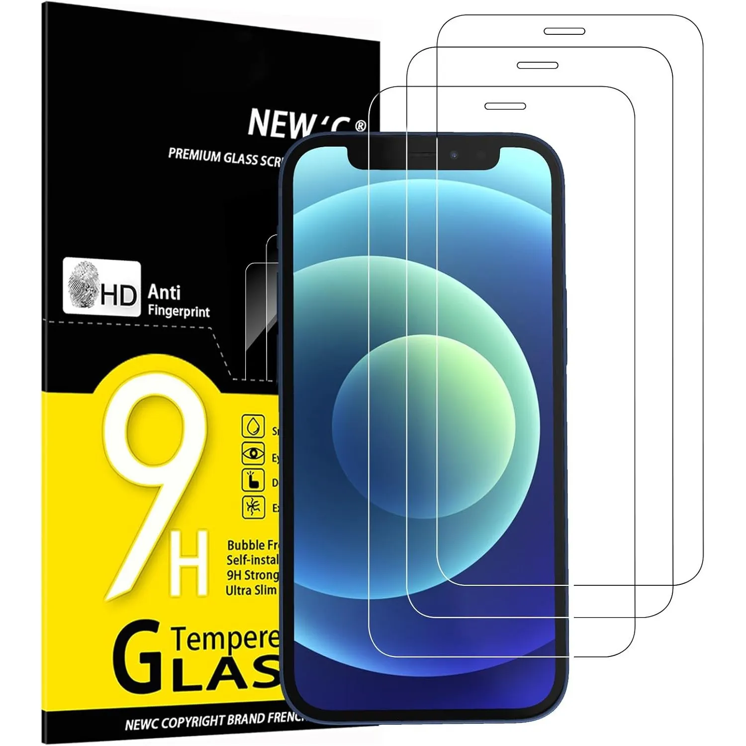 NEW'C 3 Stück für iPhone 12 Mini für Panzerglas (5,4 Zoll), Frei von Kratzern, 9H Härte, HD Displayschutzfolie, 0.33mm …