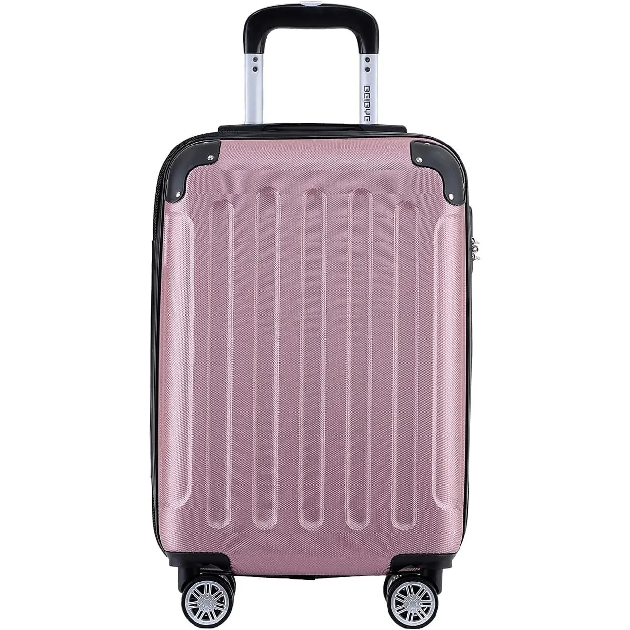 BEIBYE- Hartschalenkoffer Koffer Trolley Rollkoffer Reisekoffer Zahlenschloß 4 Zwilings-Rollen (Princess-pink, Small-55…