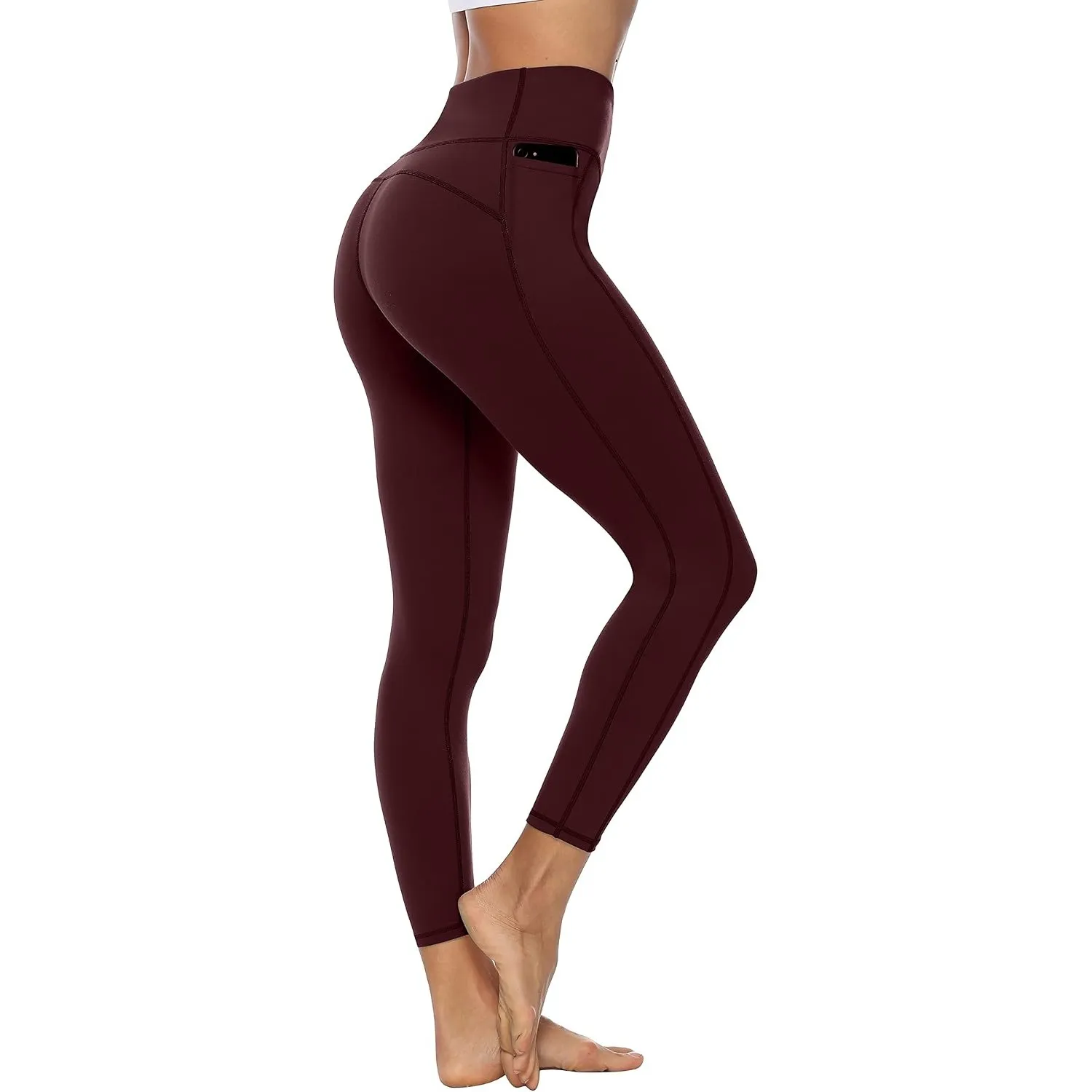 Persit Damen Sport Leggins mit Taschen, Blickdicht Sporthose Yogahose Streetwear