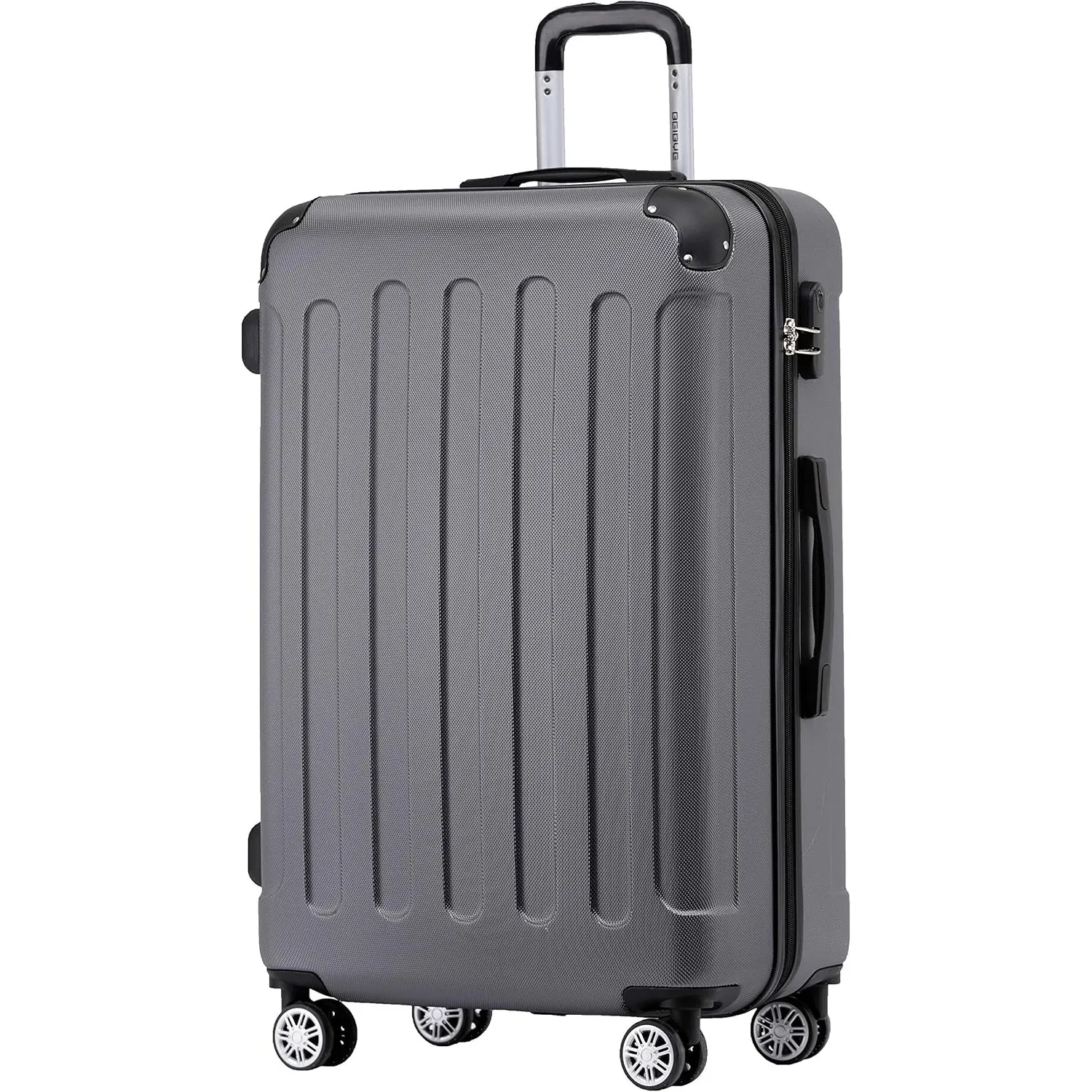 BEIBYE Zwillingsrollen Hardcase Reisekoffer Koffer Trolleys Hartschale in XL-L-M in 14 Farben (Businessgrau, Mittler Ko…