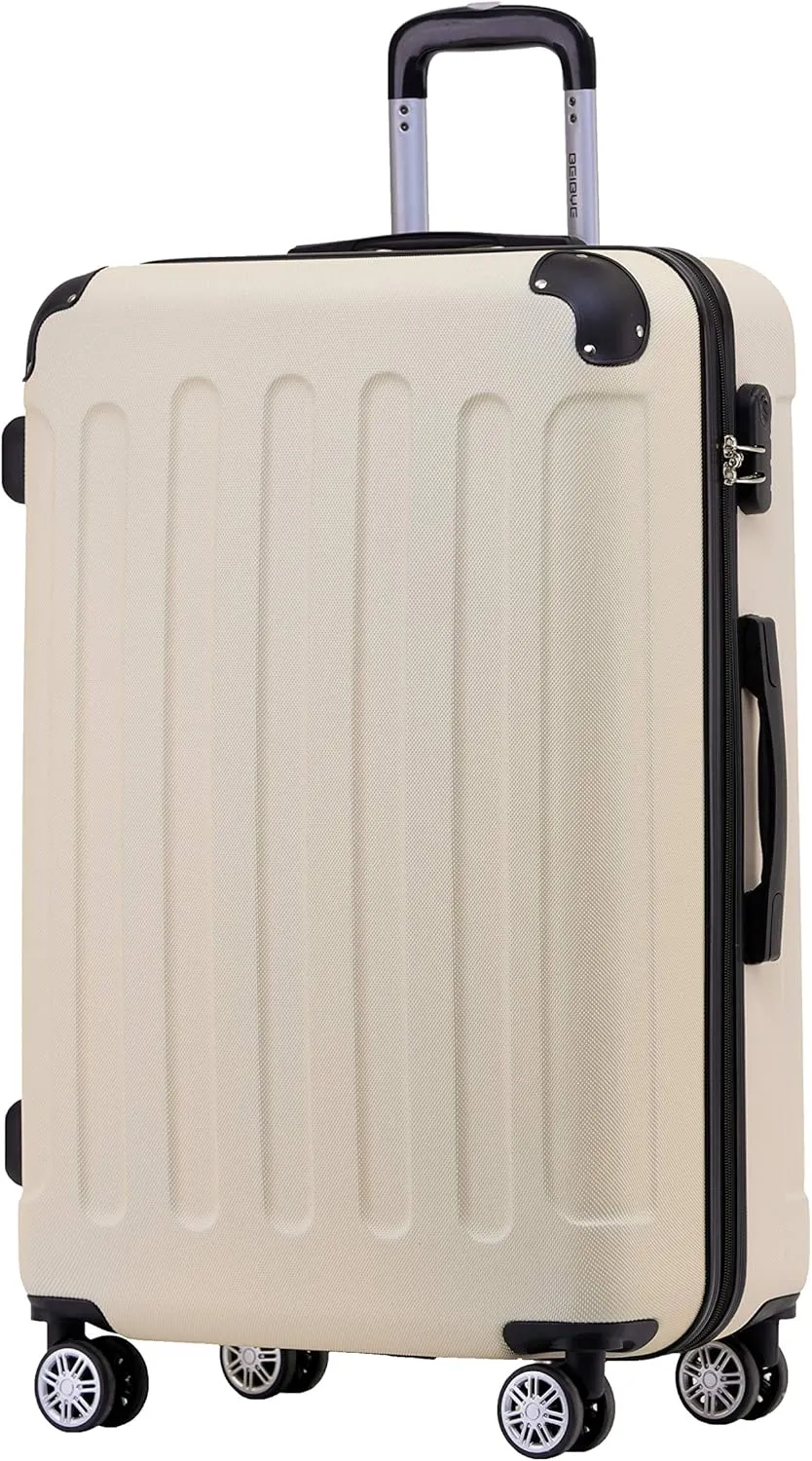 BEIBYE Zwillingsrollen Hardcase Reisekoffer Koffer Trolleys Hartschale in XL-L-M in 14 Farben (Cremewhite, Großer Koffe…