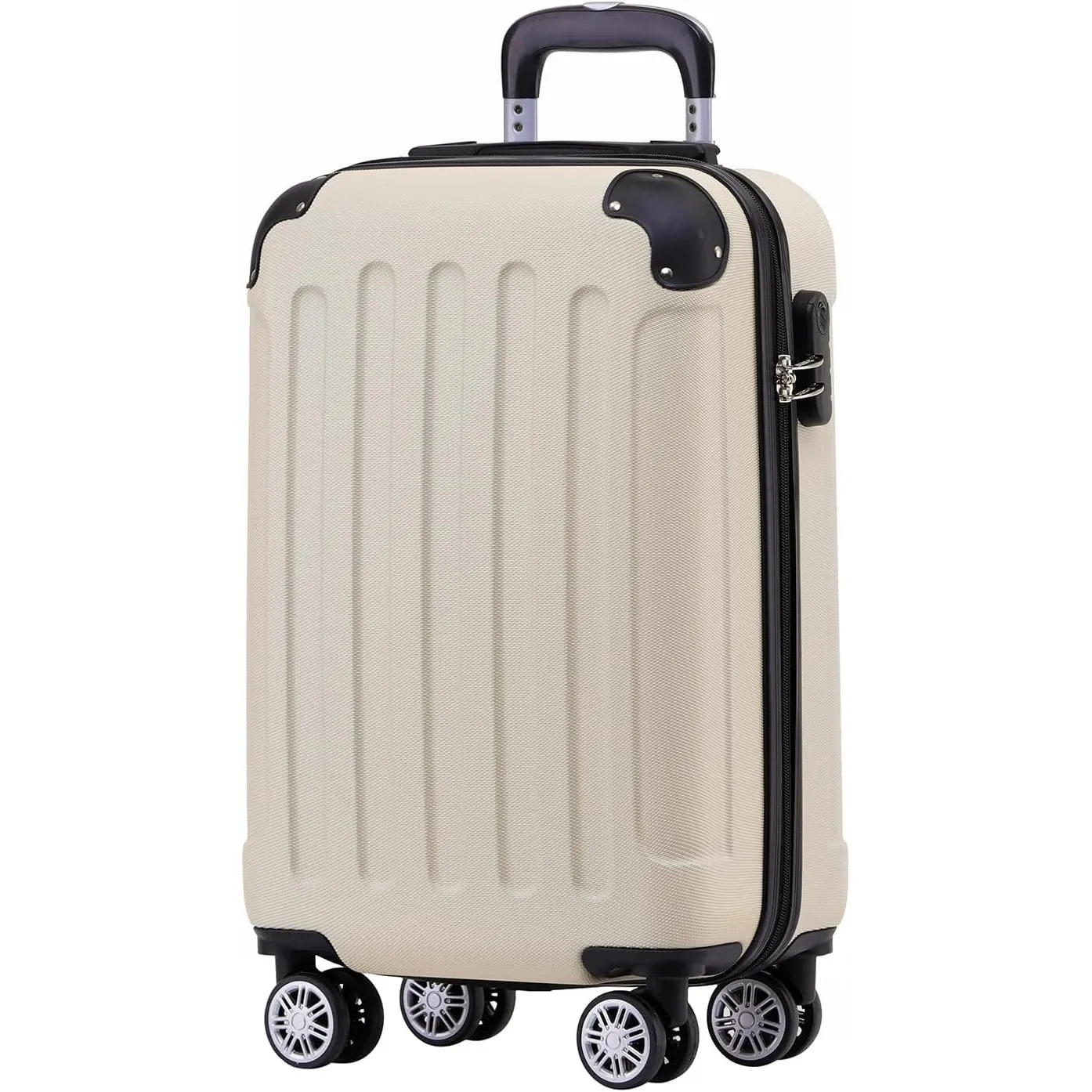 BEIBYE Zwillingsrollen Hardcase Reisekoffer Koffer Trolleys Hartschale in XL-L-M in 14 Farben (Cremewhite, Handgepäck (…