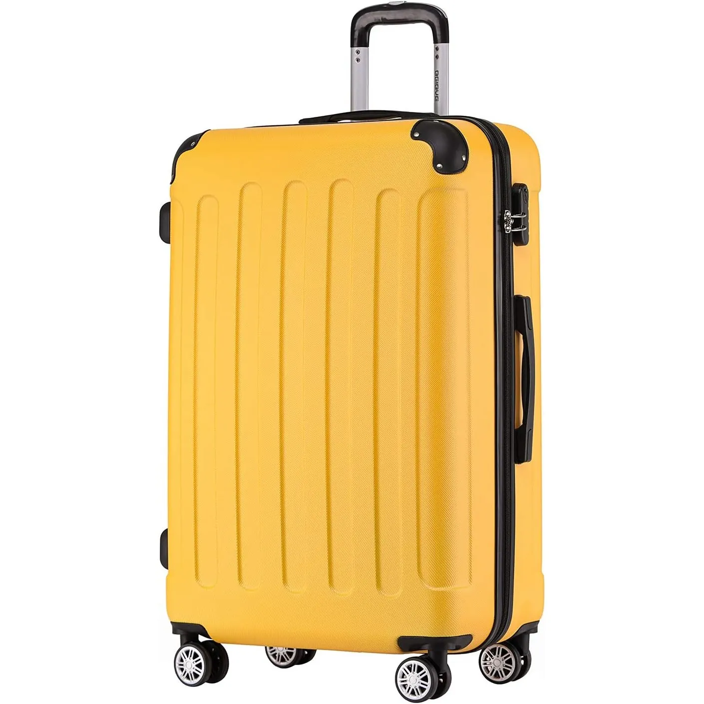 BEIBYE Zwillingsrollen Hardcase Reisekoffer Koffer Trolleys Hartschale in XL-L-M in 14 Farben (Gelb, Großer Koffer (76 …