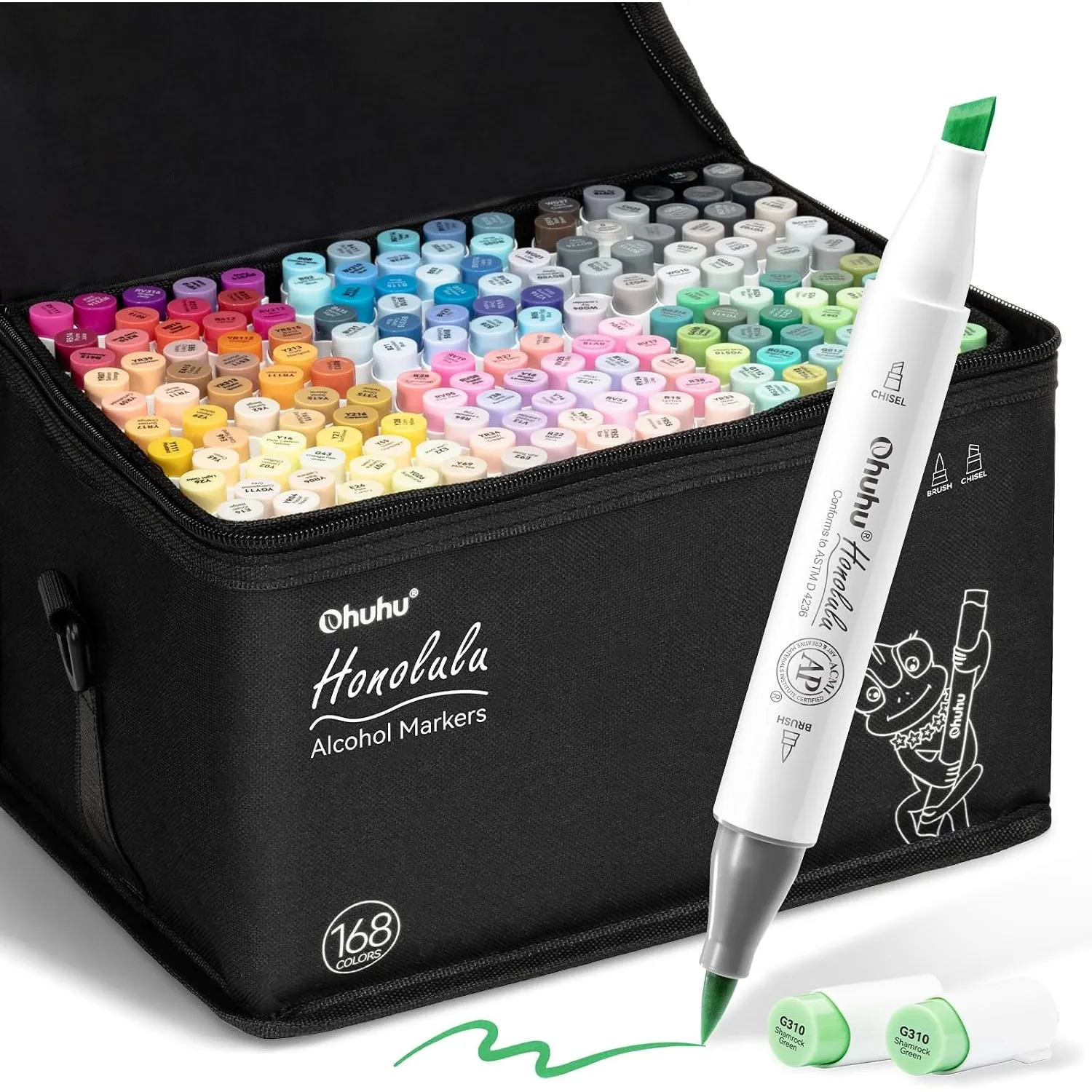 Ohuhu Alkohol Marker 168 Pinsel & Keil Kunstset Nachfüllbar